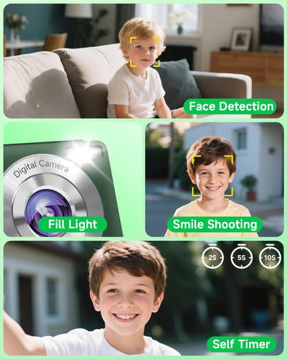 44MP Compact Digital Camera with 16X Zoom for Kids