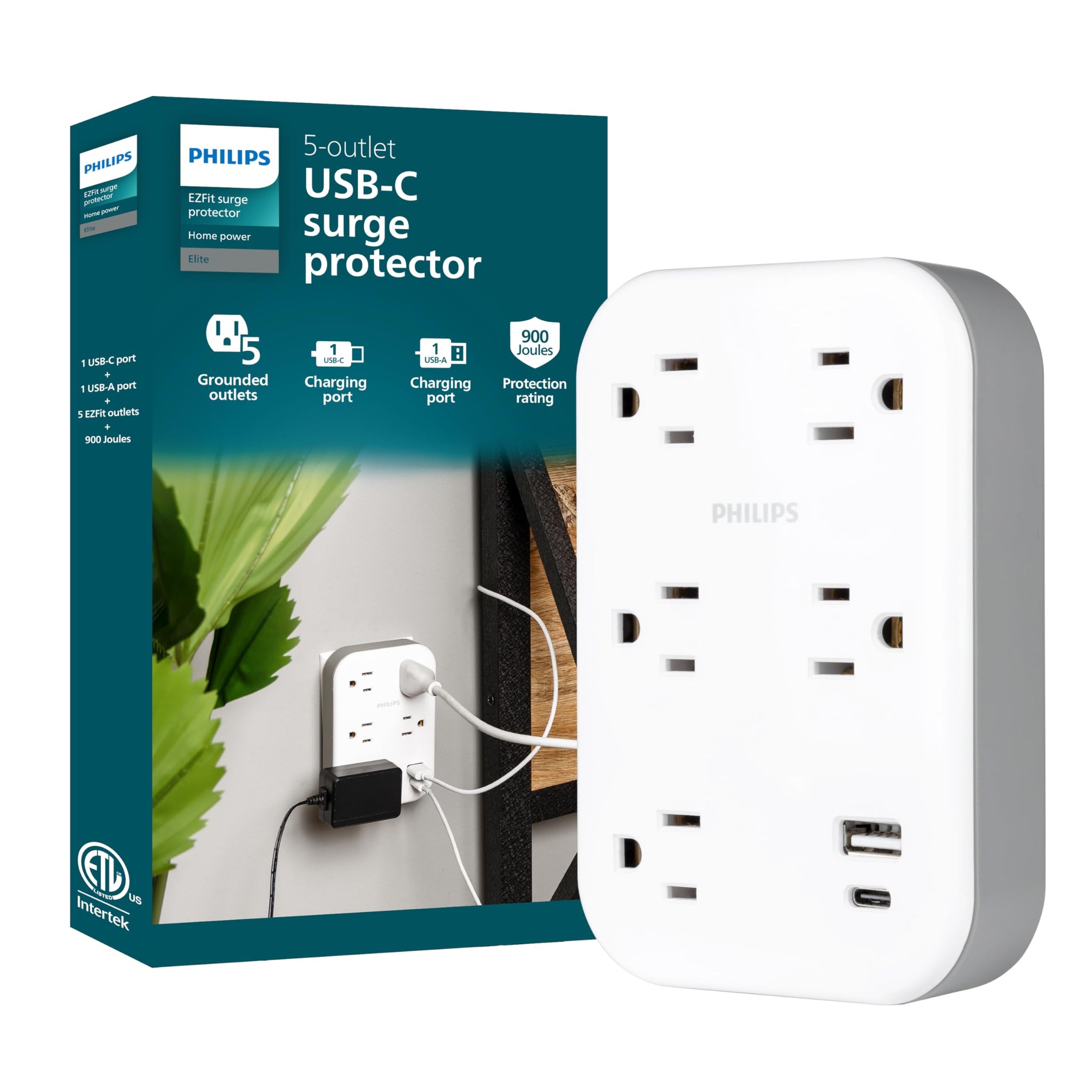 Philips EZFit 3 Outlet Surge Tap With USB Charging Now