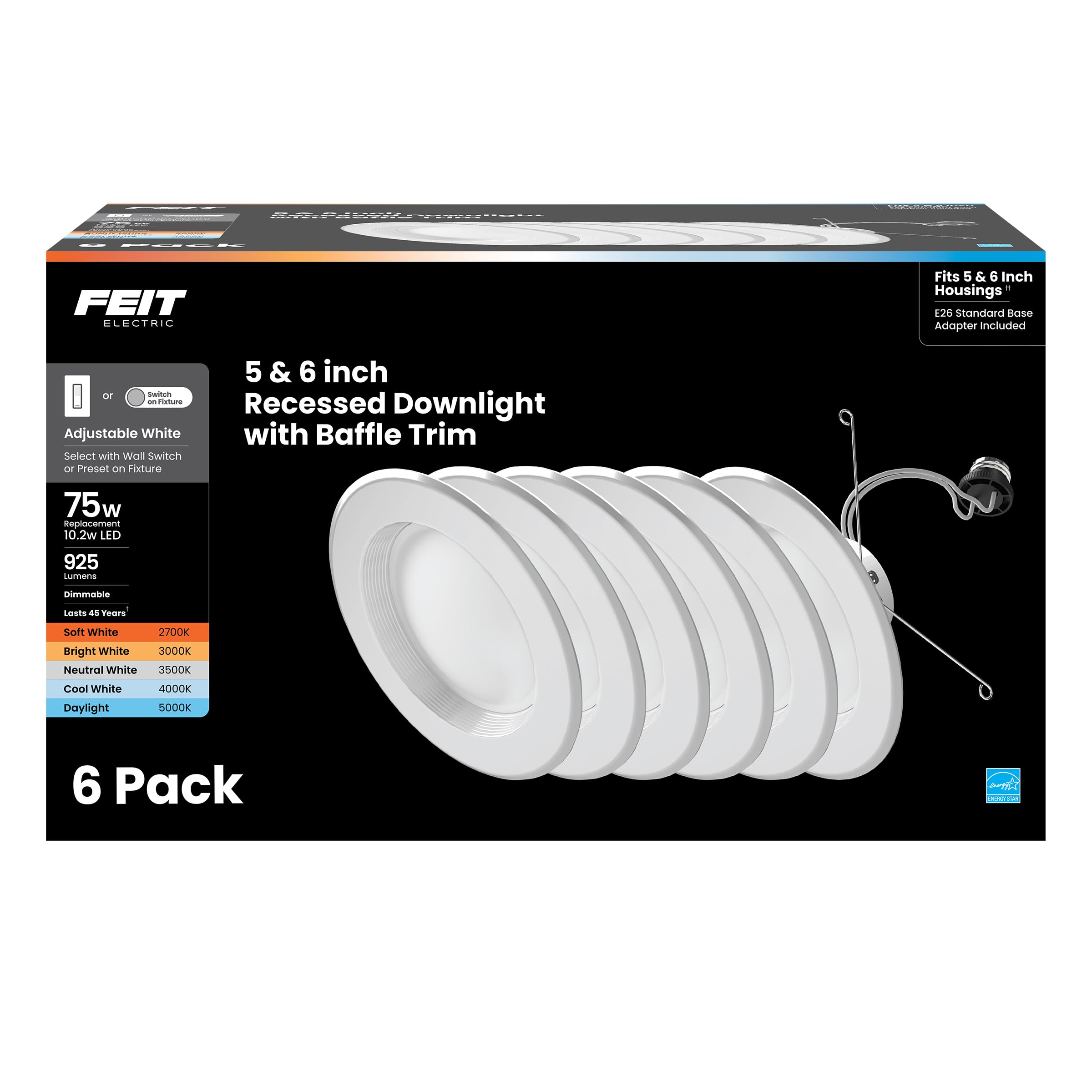 Energy Efficient LED Downlight Retrofit Kit with Adjustable Trim