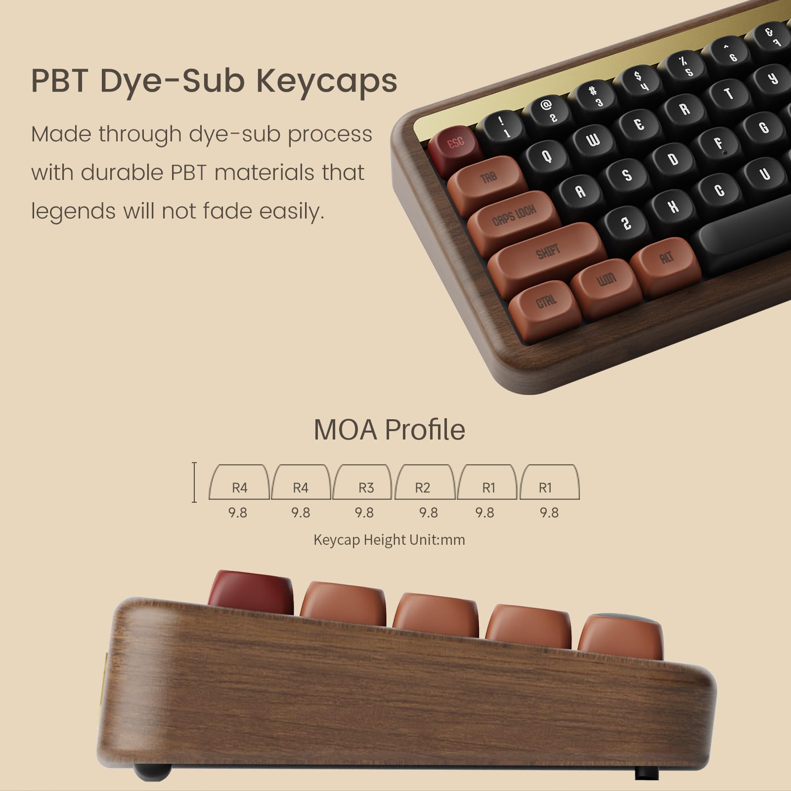 Akko Mechanical Gaming Keyboard With Walnut Case