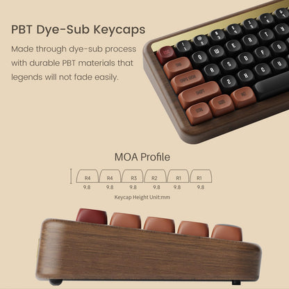 Akko Mechanical Gaming Keyboard With Walnut Case
