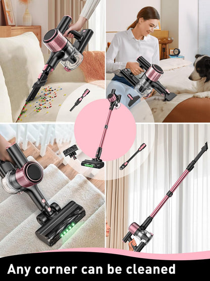 Cordless Vacuum Cleaner 8 In 1 LED Display Suction Pink