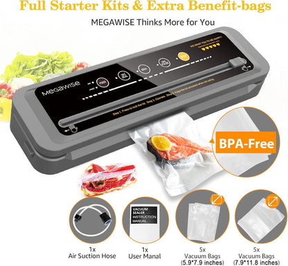 MegaWise Vacuum Sealer Machine With 80kPa Suction Power