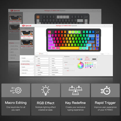 Redragon K673 Pro Wireless RGB Gaming Keyboard with Custom Knob