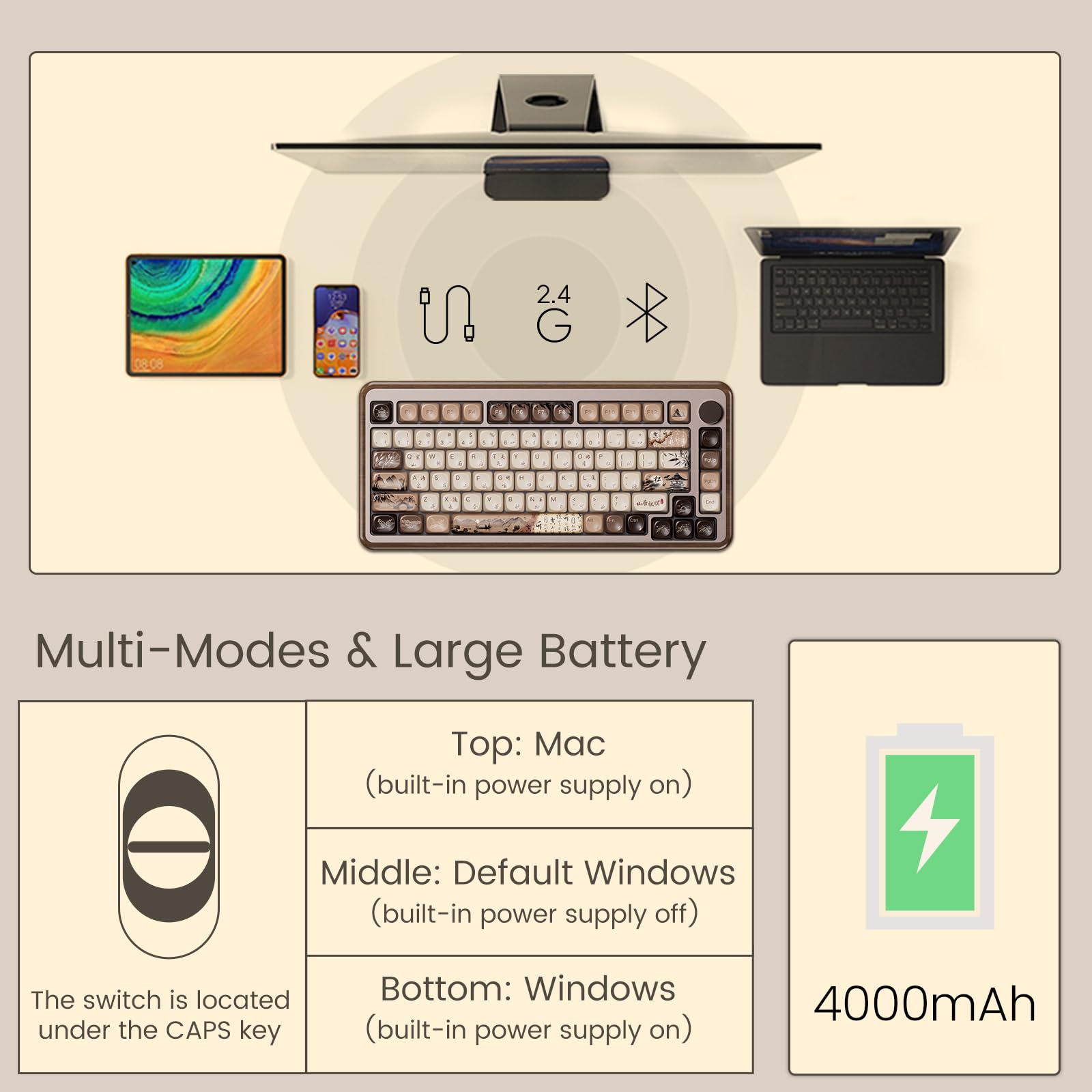 Akko MU02 Mechanical Keyboard with Walnut Case and RGB