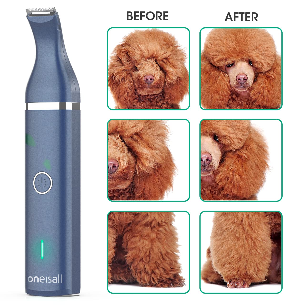 Oneisall Dog Clippers Cordless Low Noise Grooming Trimmer