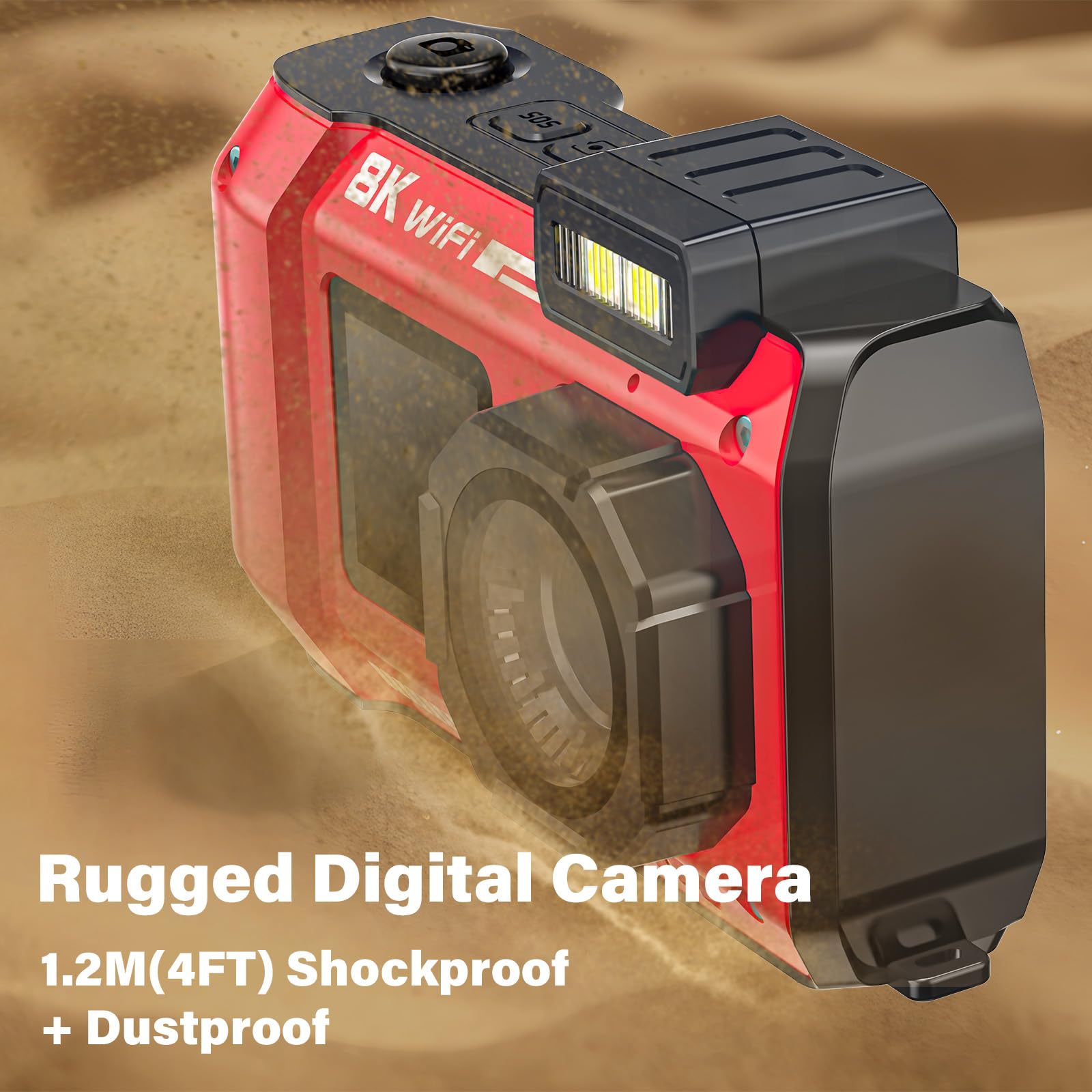 Rugged Waterproof 8K UHD Digital Camera for Snorkeling