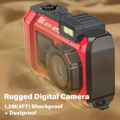 Rugged Waterproof 8K UHD Digital Camera for Snorkeling