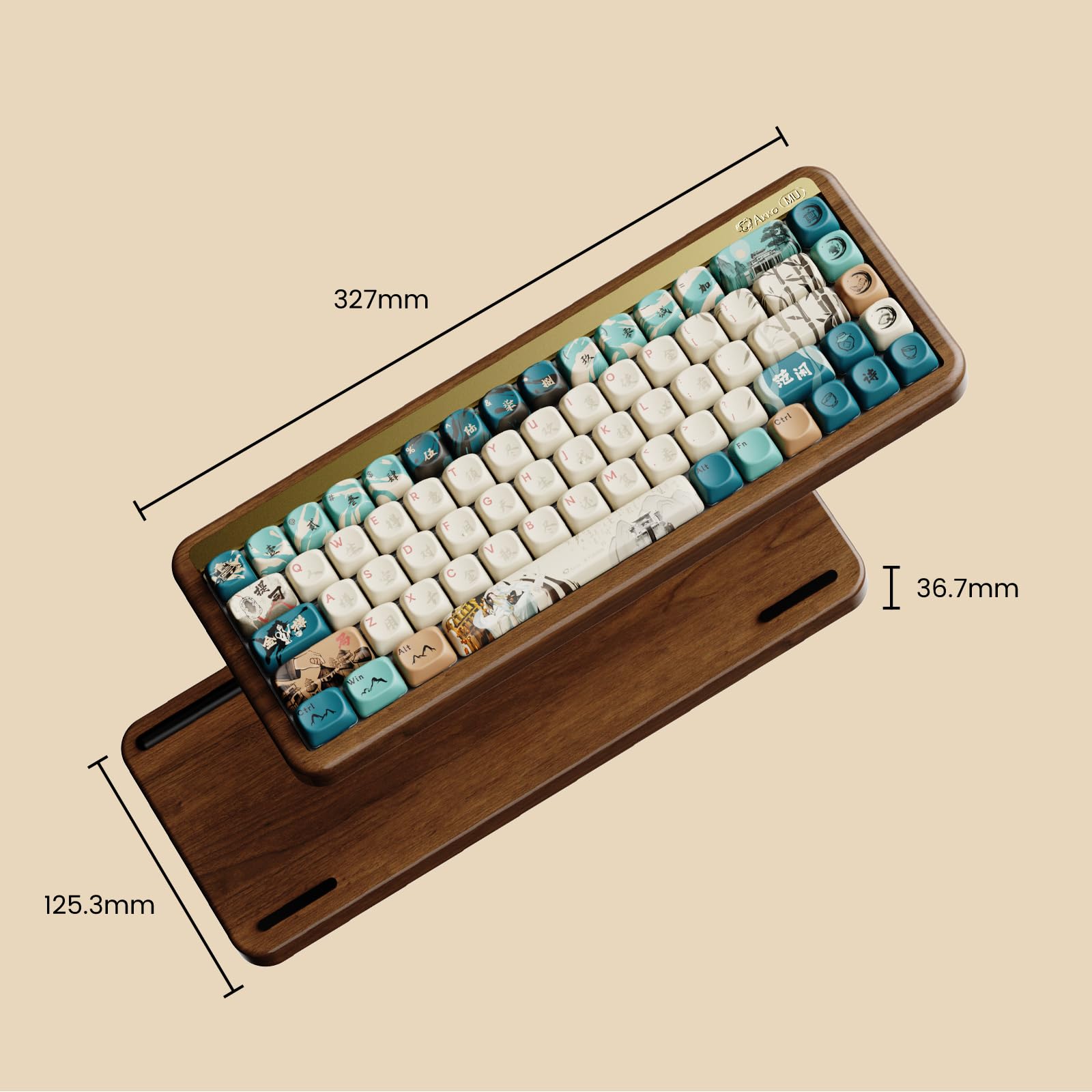 Akko Mechanical Gaming Keyboard With Walnut Case