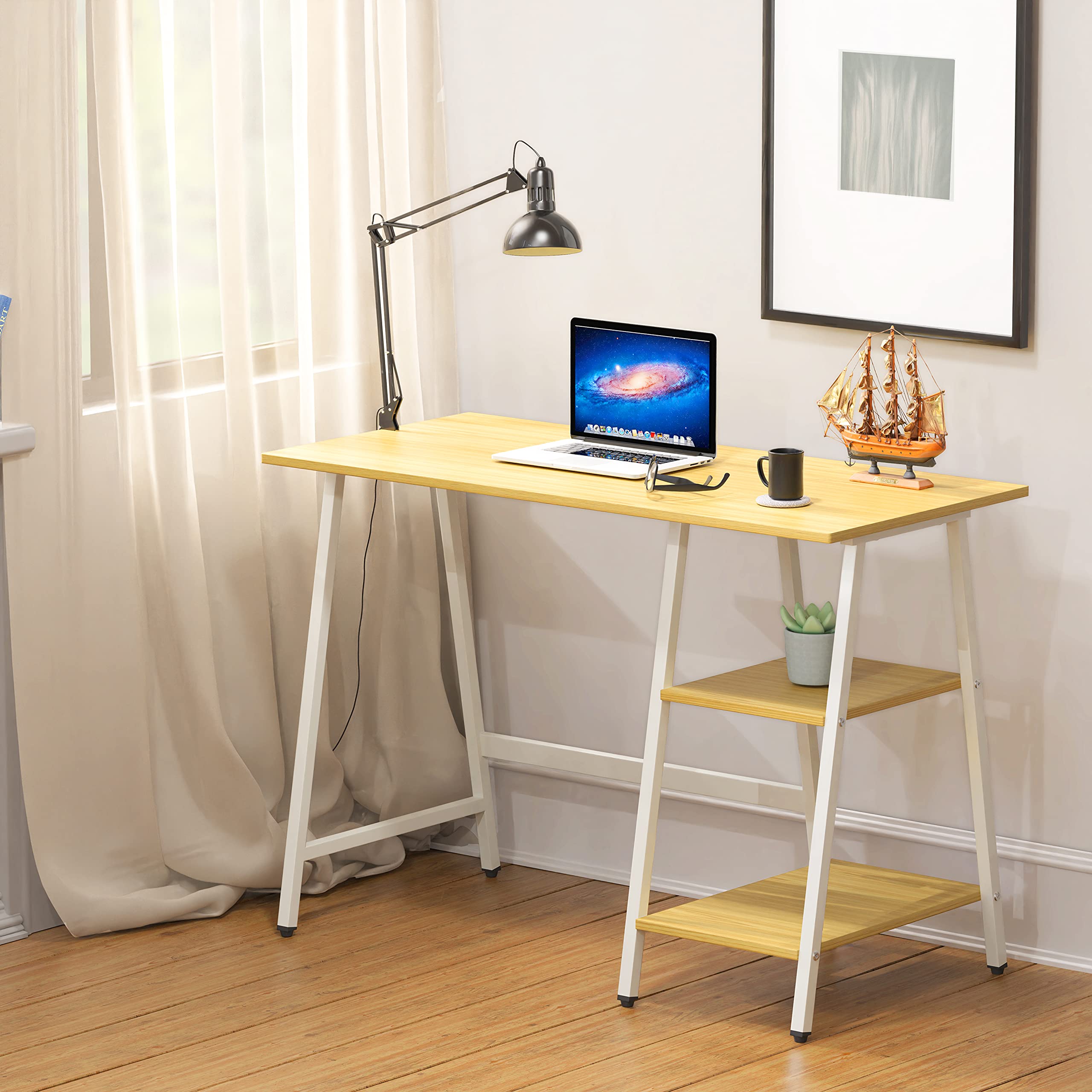 SHW 43 Inch Home Office Desk with Open Storage
