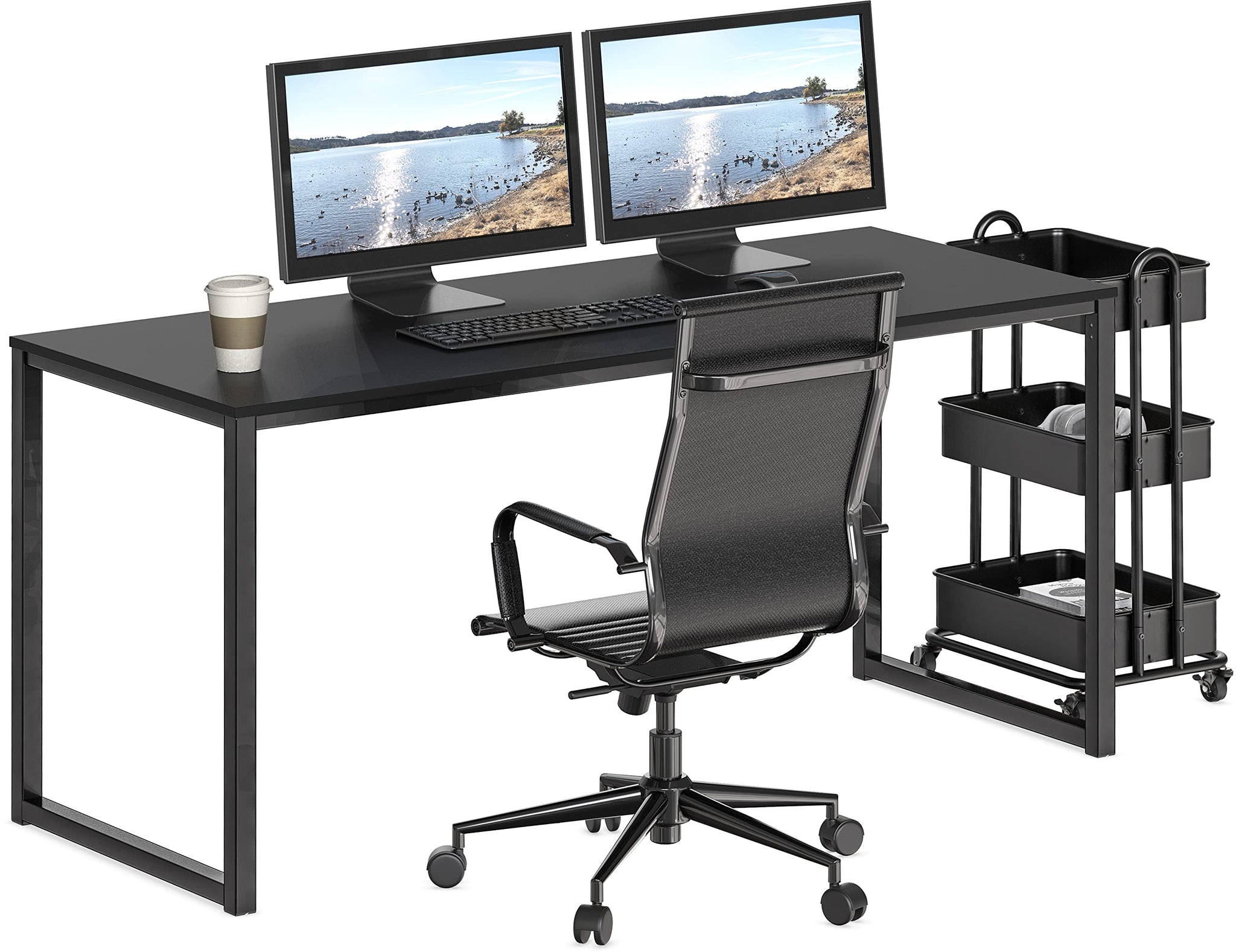 SHW 48 Inch Black Home Office Computer Desk