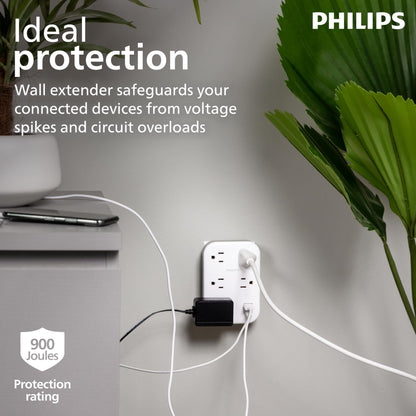 Philips EZFit 3 Outlet Surge Tap With USB Charging Now