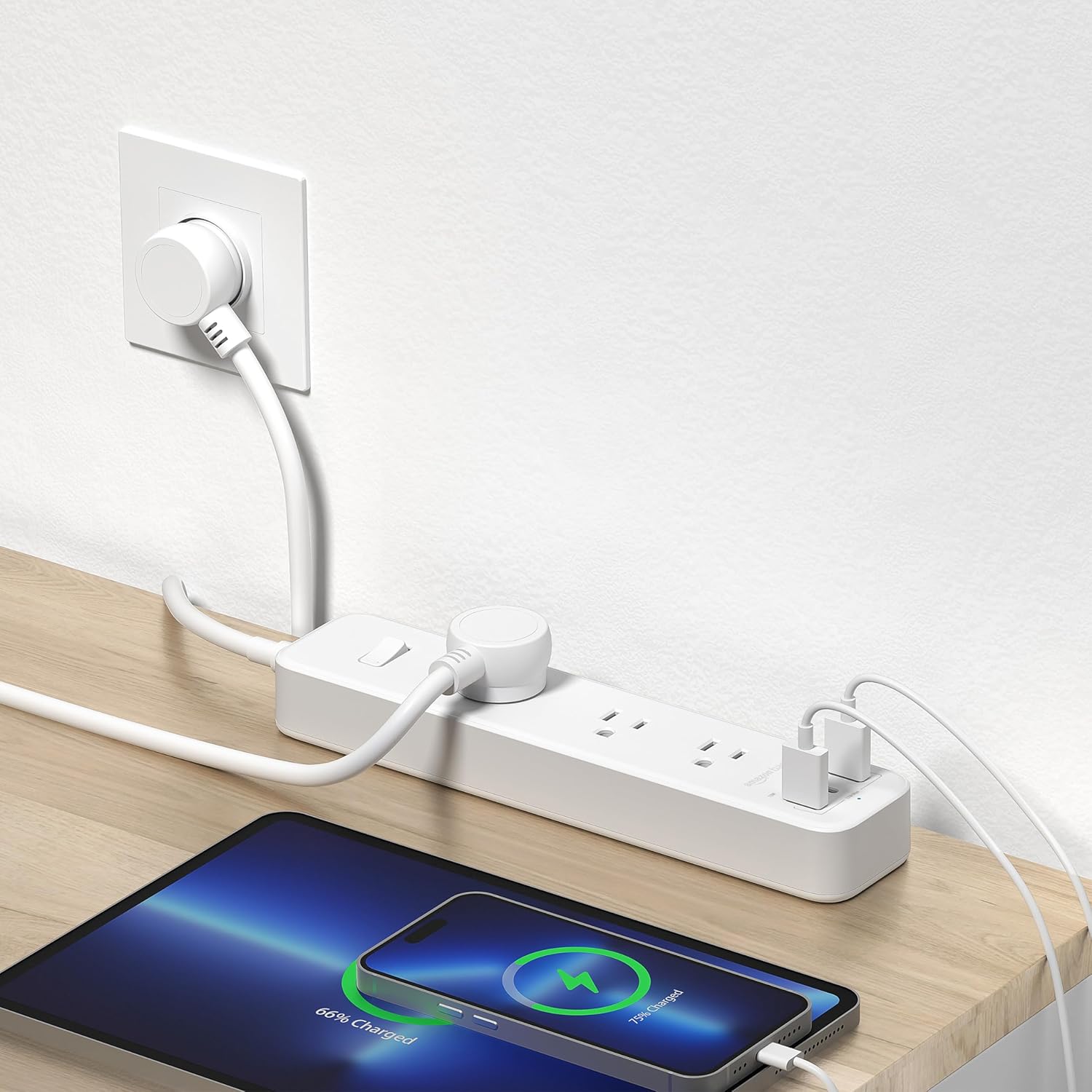 Power Strip With Three USB Ports And Five Foot Cord