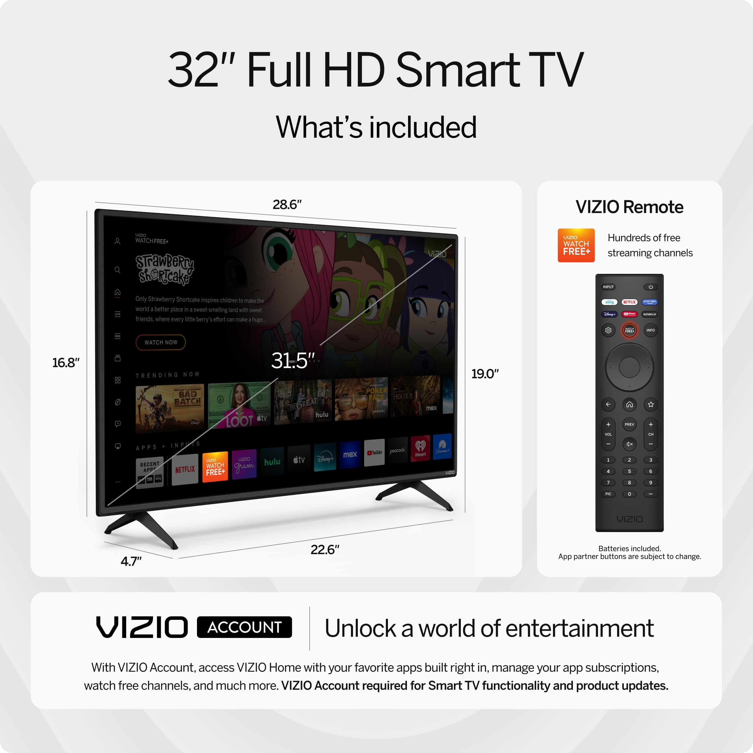 VIZIO 24 Inch Full HD Smart TV with Apple AirPlay