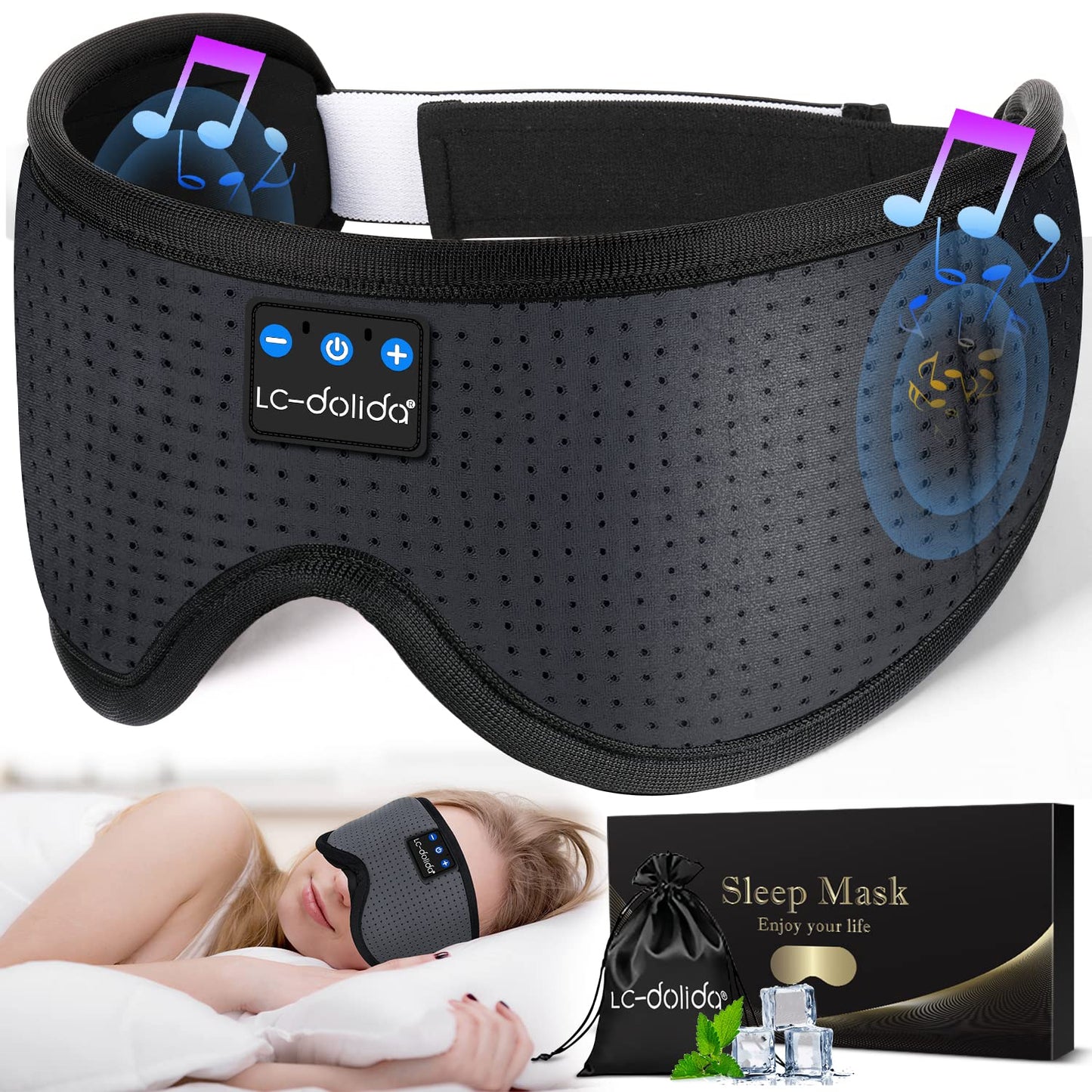 Sleep Headphones Bluetooth Eye Mask for Side Sleepers