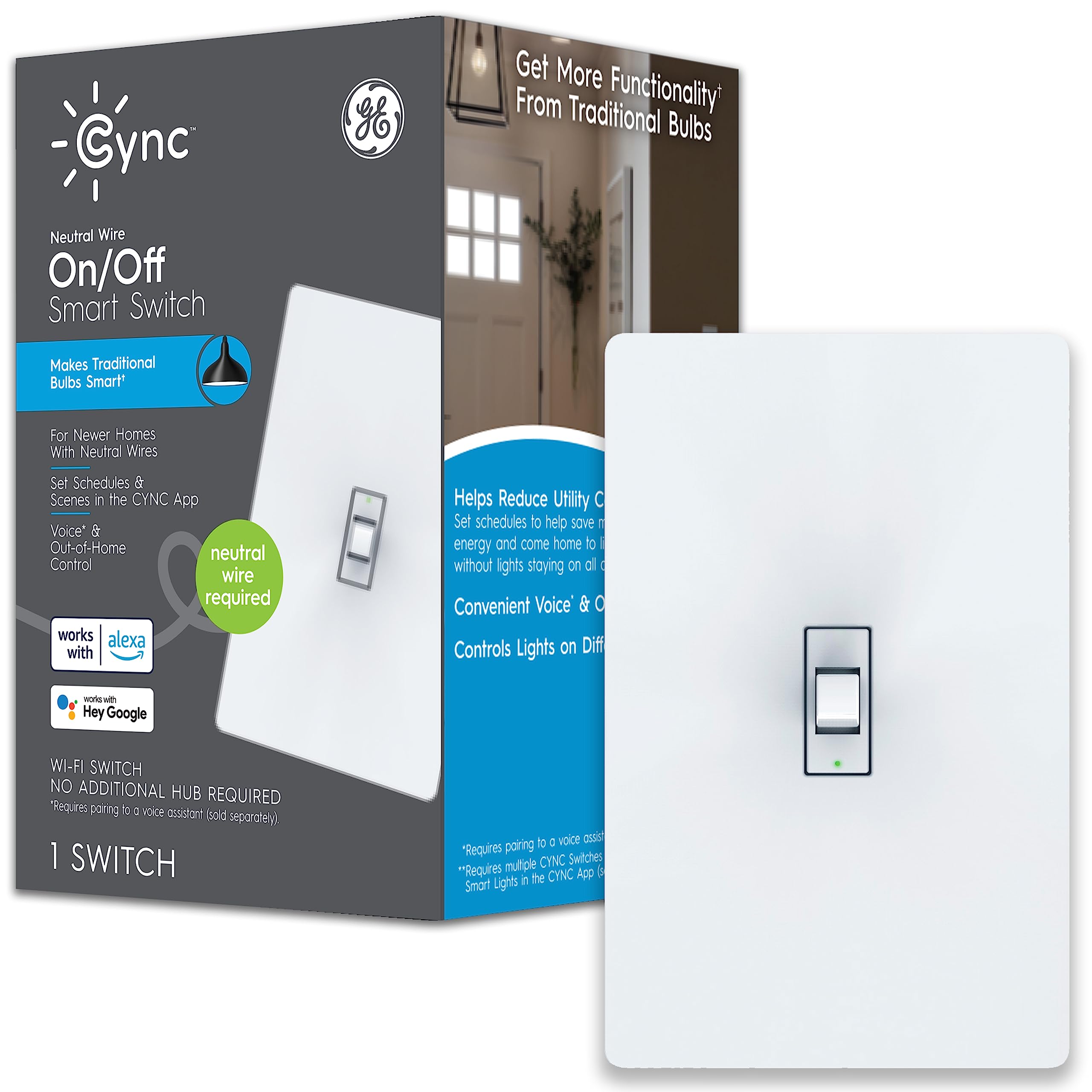 GE CYNC Smart Light Switch No Neutral Wire Required