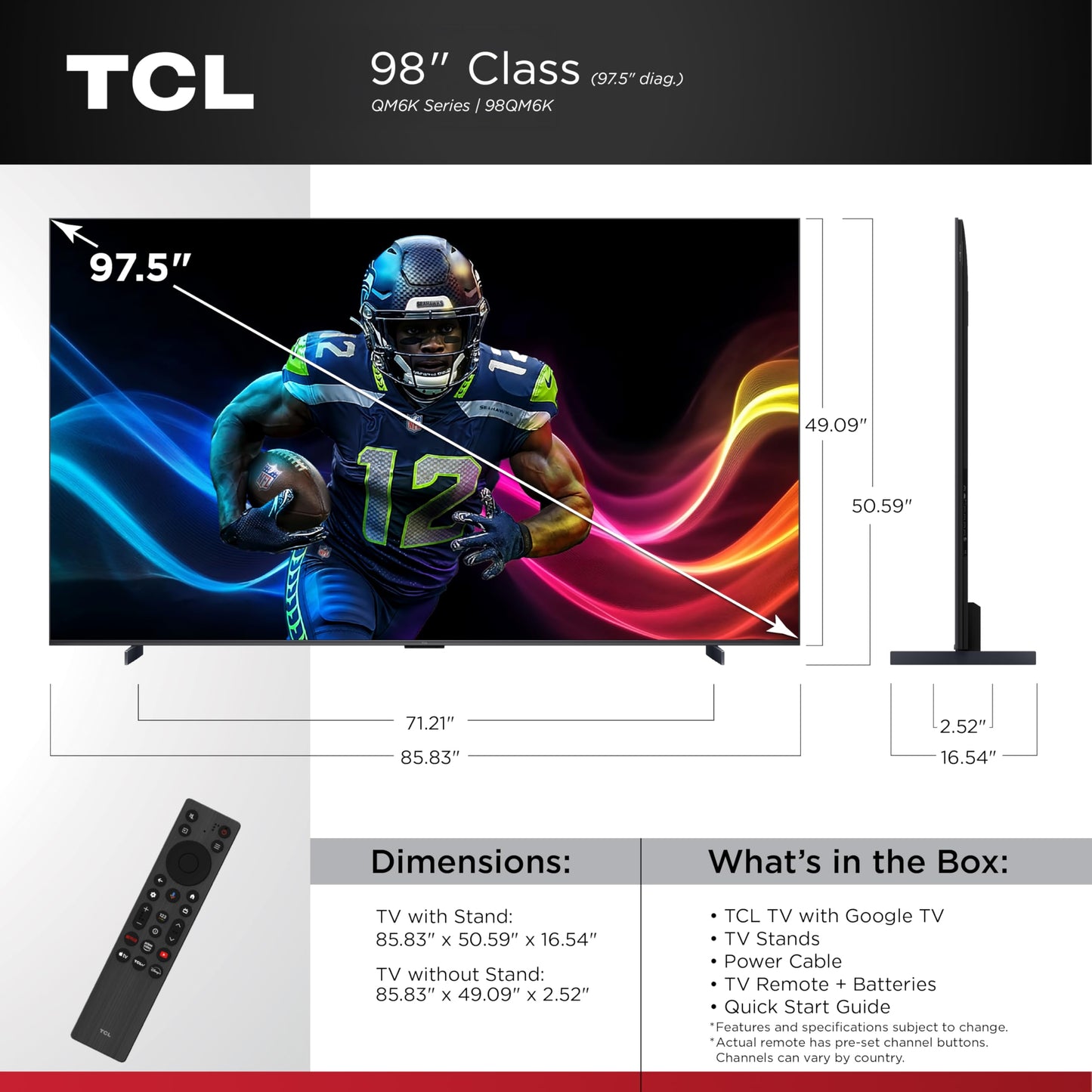 TCL 55 Inch Mini LED 4K UHD Smart TV with High Contrast