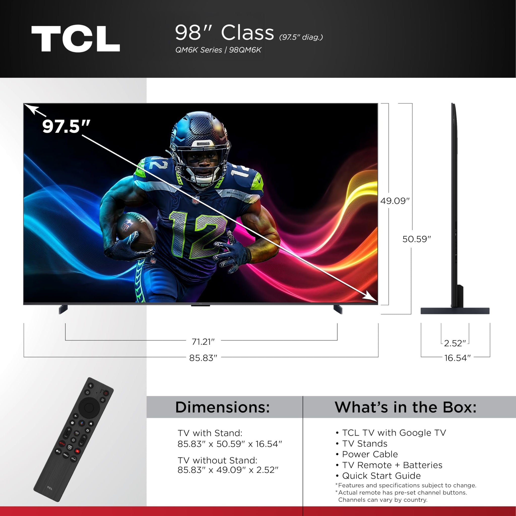 TCL 55 Inch Mini LED 4K UHD Smart TV with High Contrast