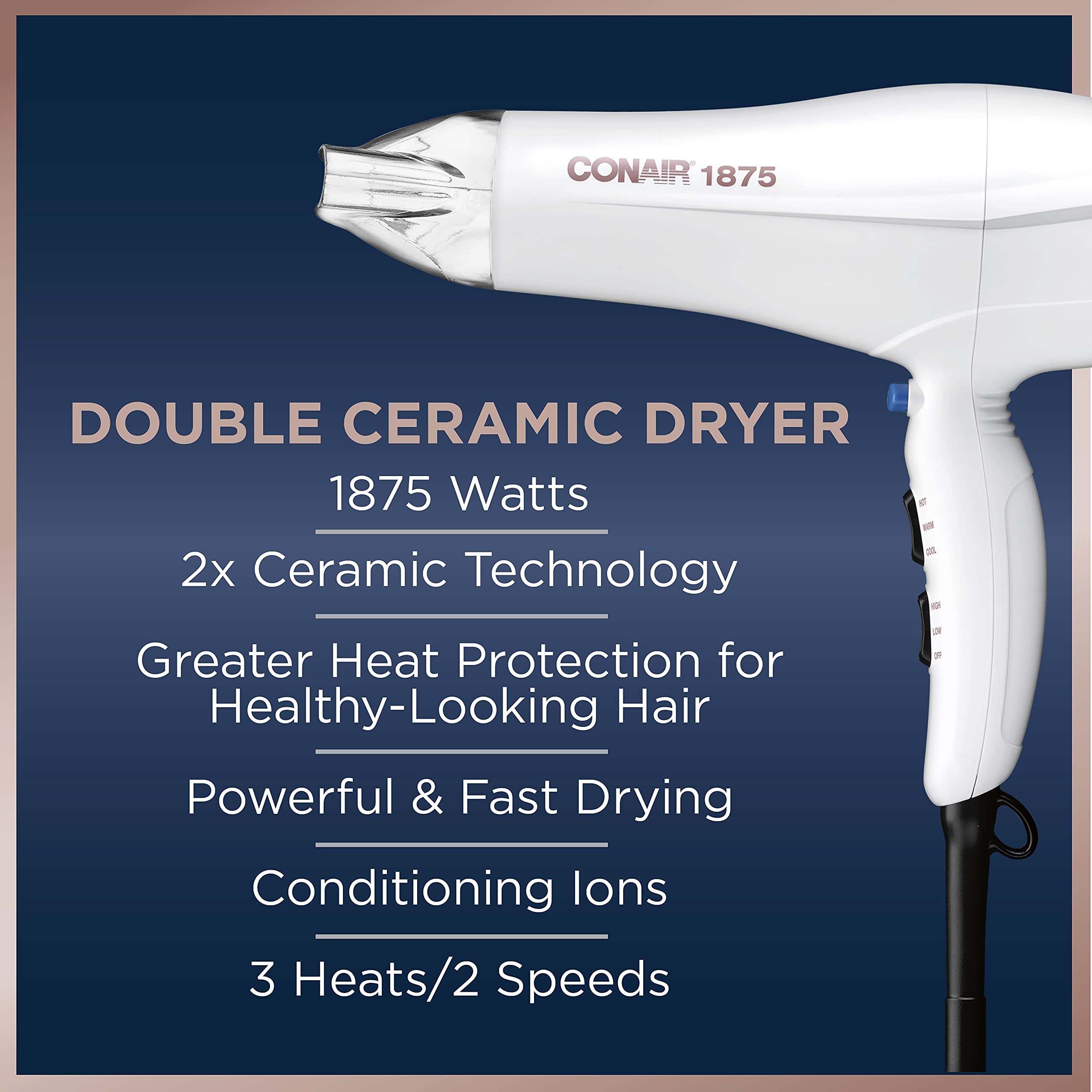 Conair Double Ceramic Hair Dryer for Sleek Styling