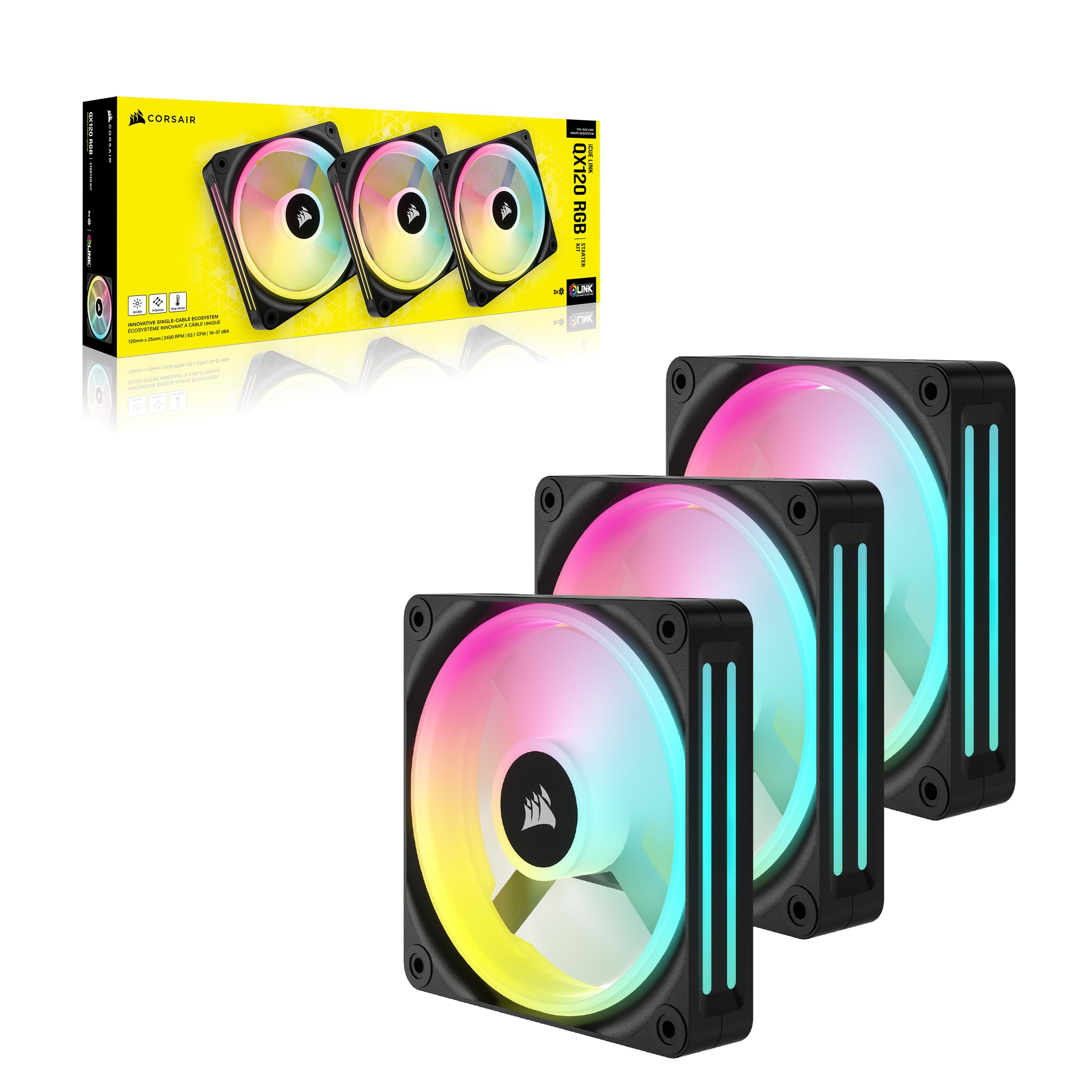 Corsair iCUE LINK QX120 RGB Fan Kit with Magnetic Dome Design