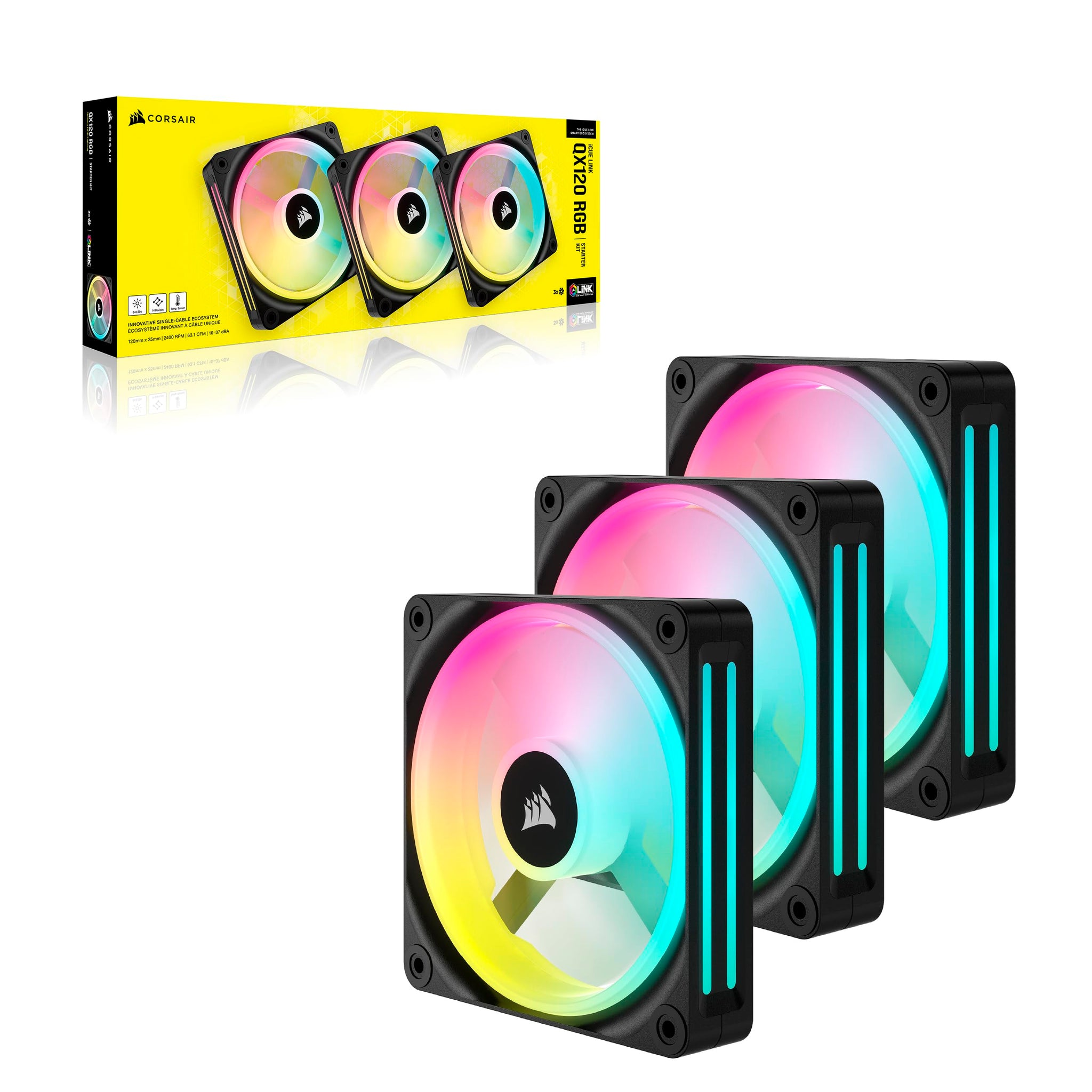 Corsair iCUE LINK QX120 RGB Fan Kit with Magnetic Dome Design