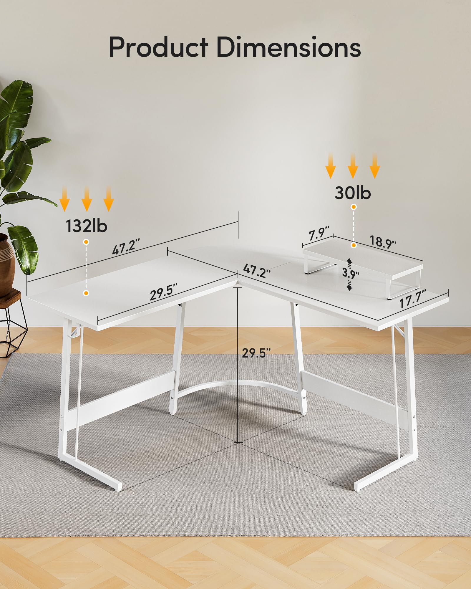 CubiCubi L Shaped Gaming Desk with Carbon Fiber Surface