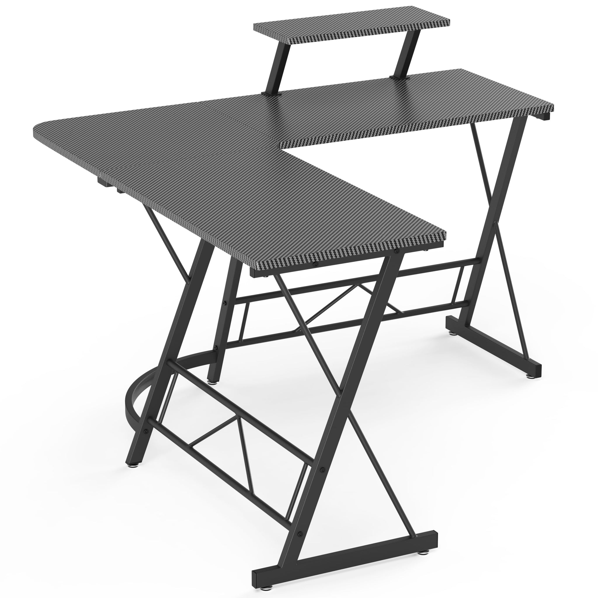 L Shaped Gaming Desk with Large Monitor Stand