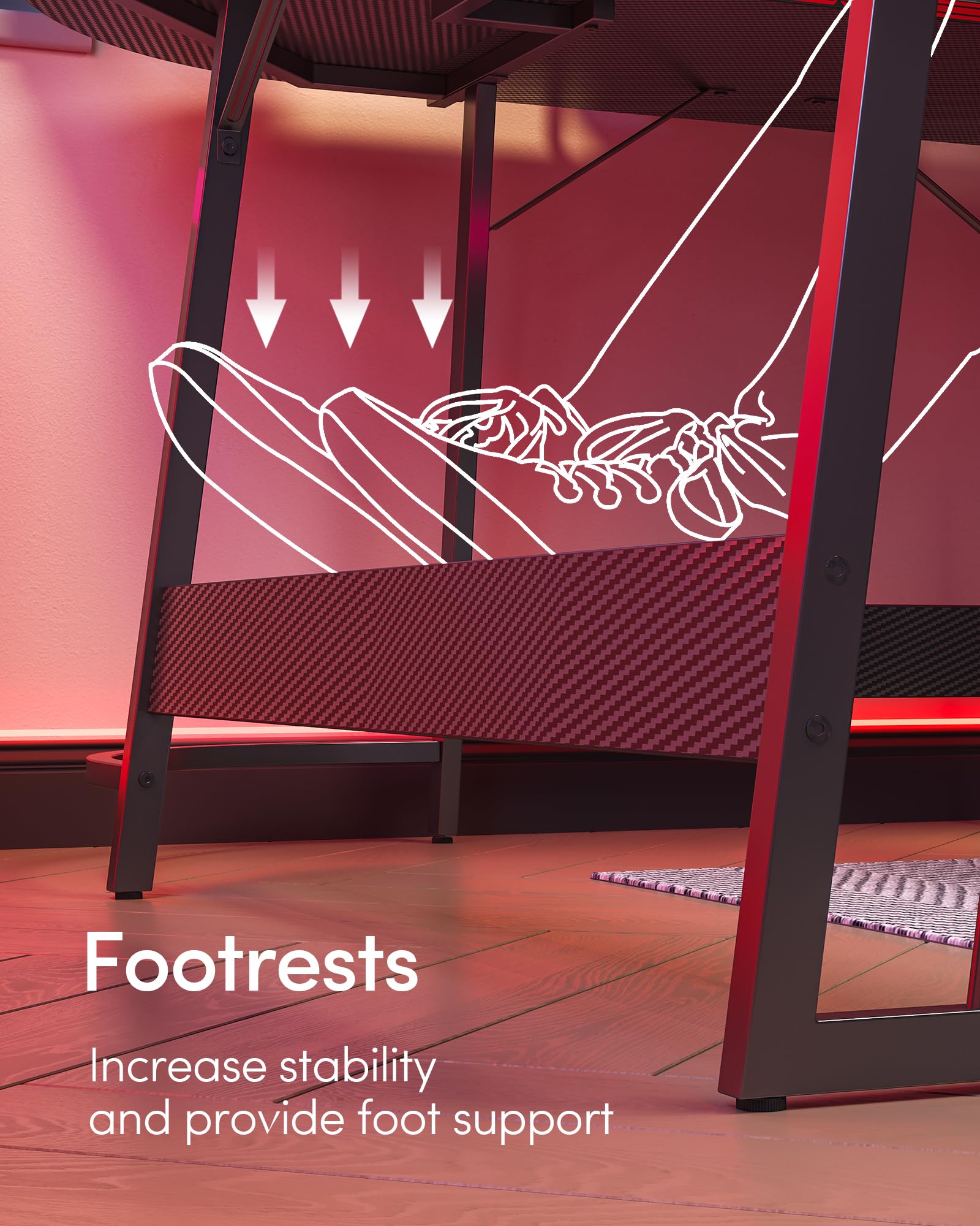 CubiCubi L Shaped Gaming Desk with Carbon Fiber Surface