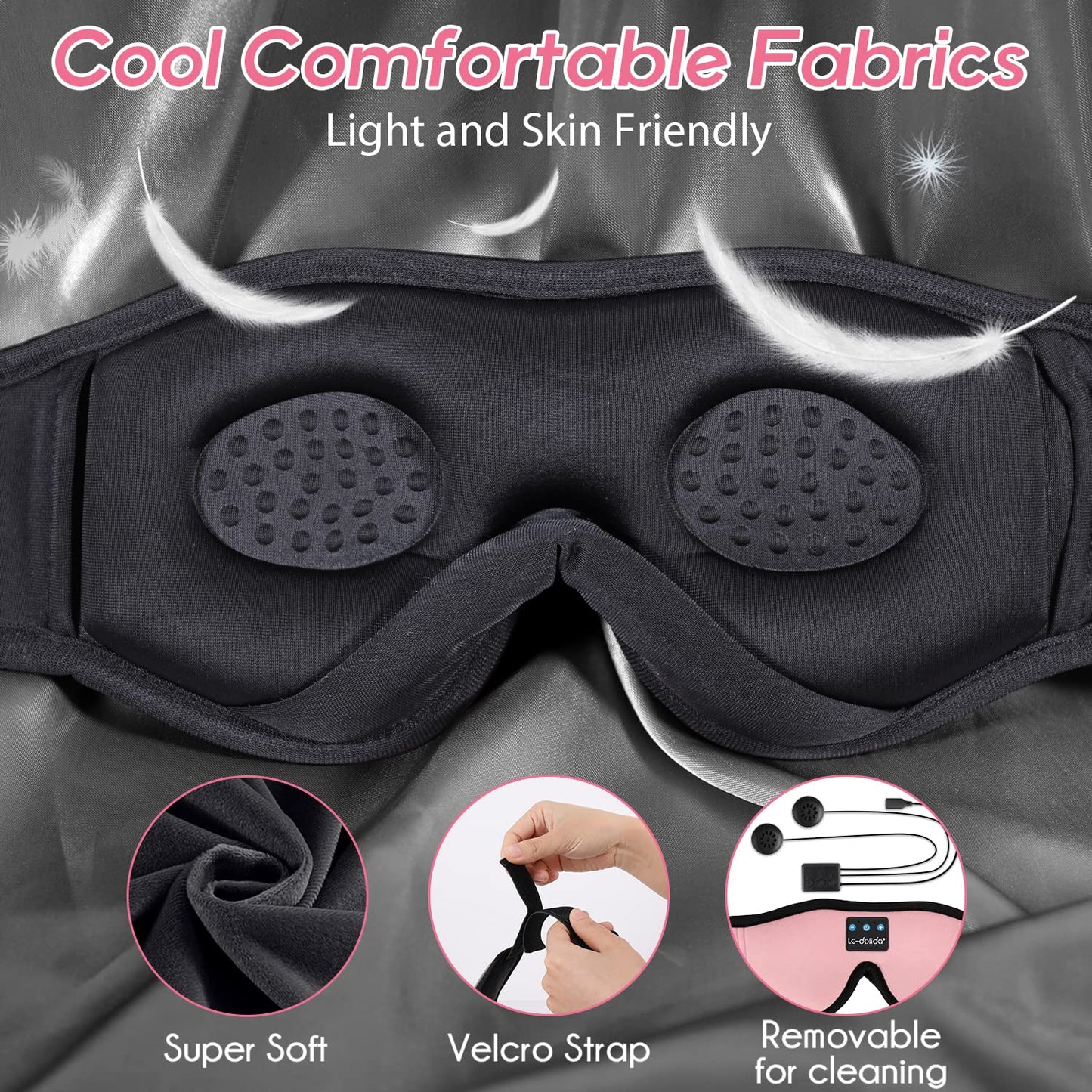Sleep Headphones Bluetooth Eye Mask for Side Sleepers