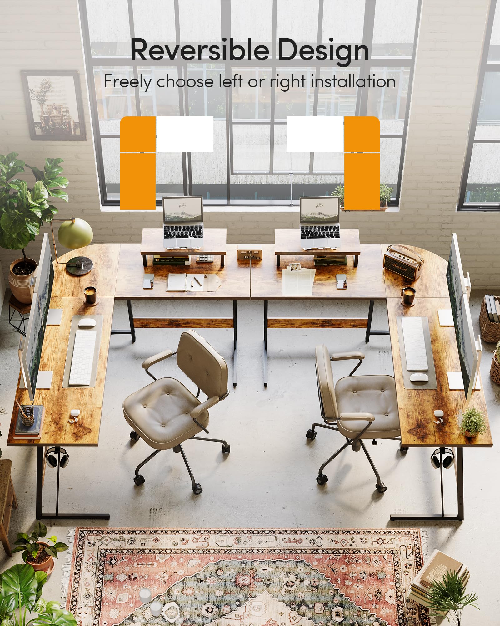 CubiCubi L Shaped Gaming Desk with Carbon Fiber Surface