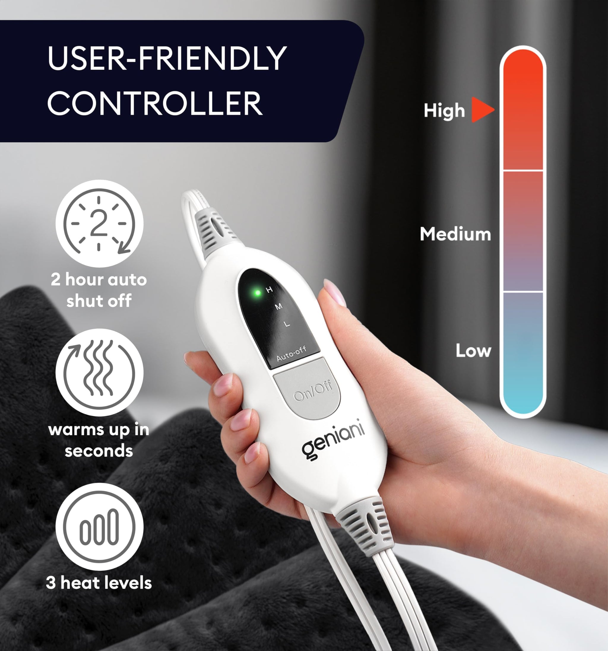 Geniani Large Electric Heating Pad for Pain Relief