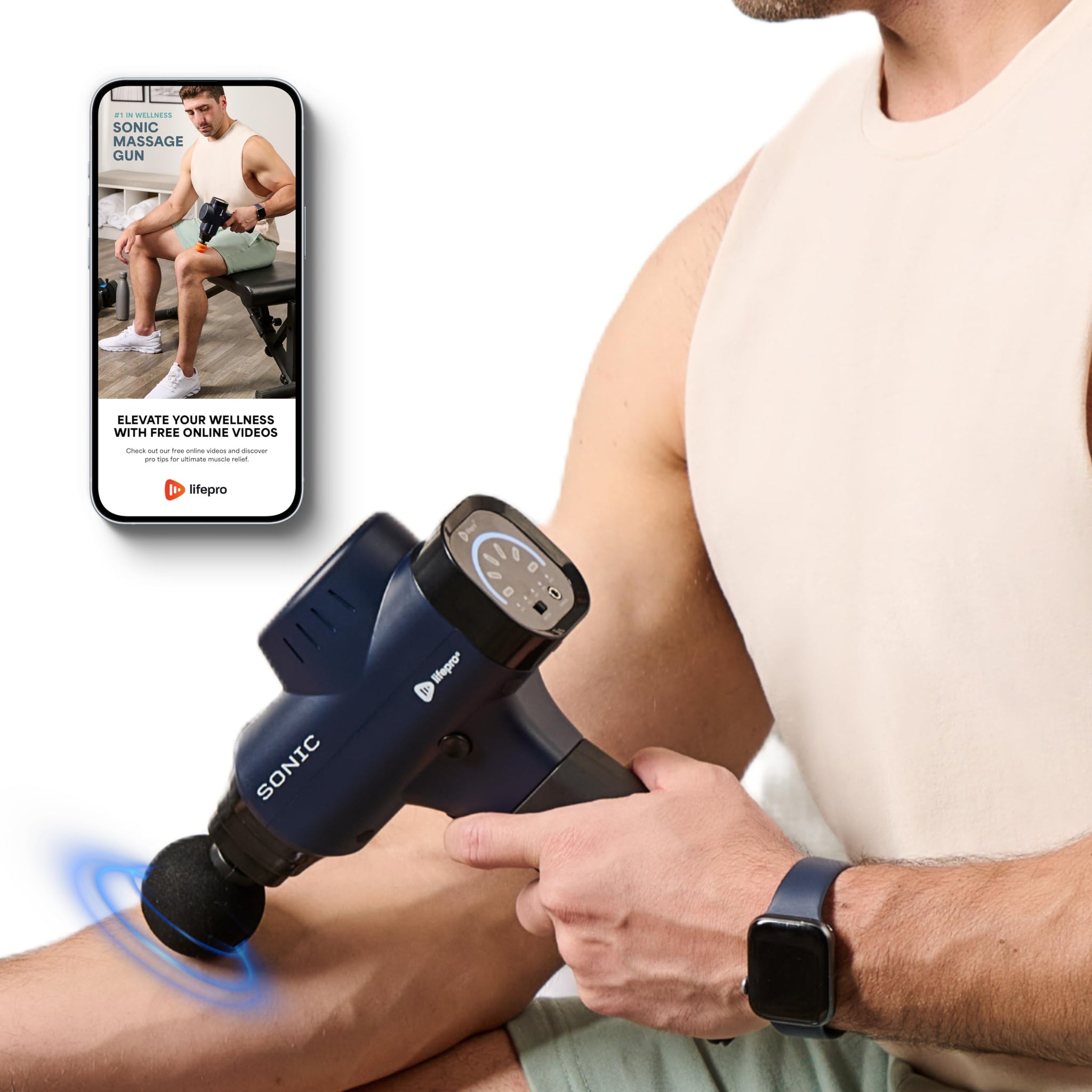LifePro Deep Tissue Massage Gun with Multiple Heads