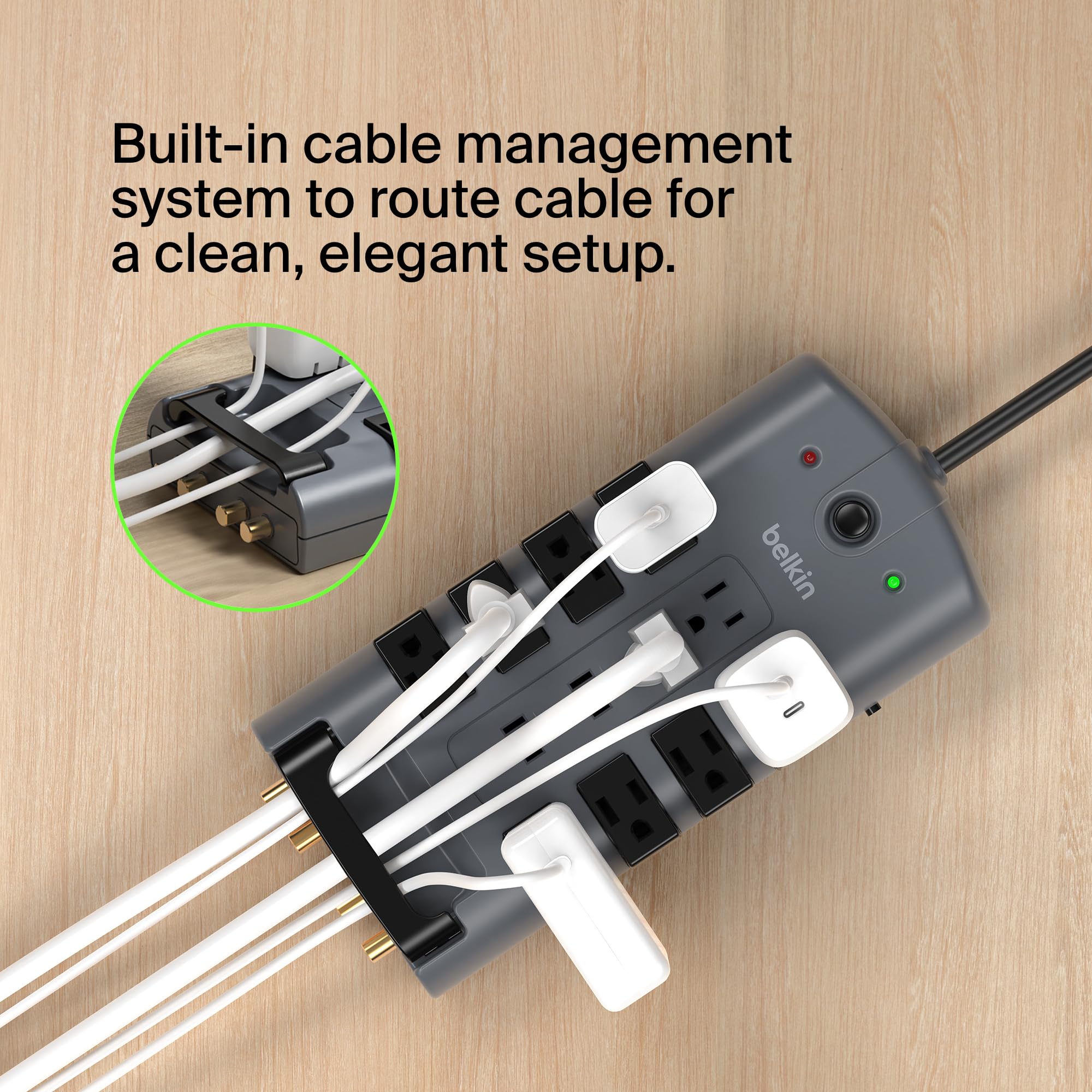 Surge Protector Power Strip With Rotating Outlets And Cord