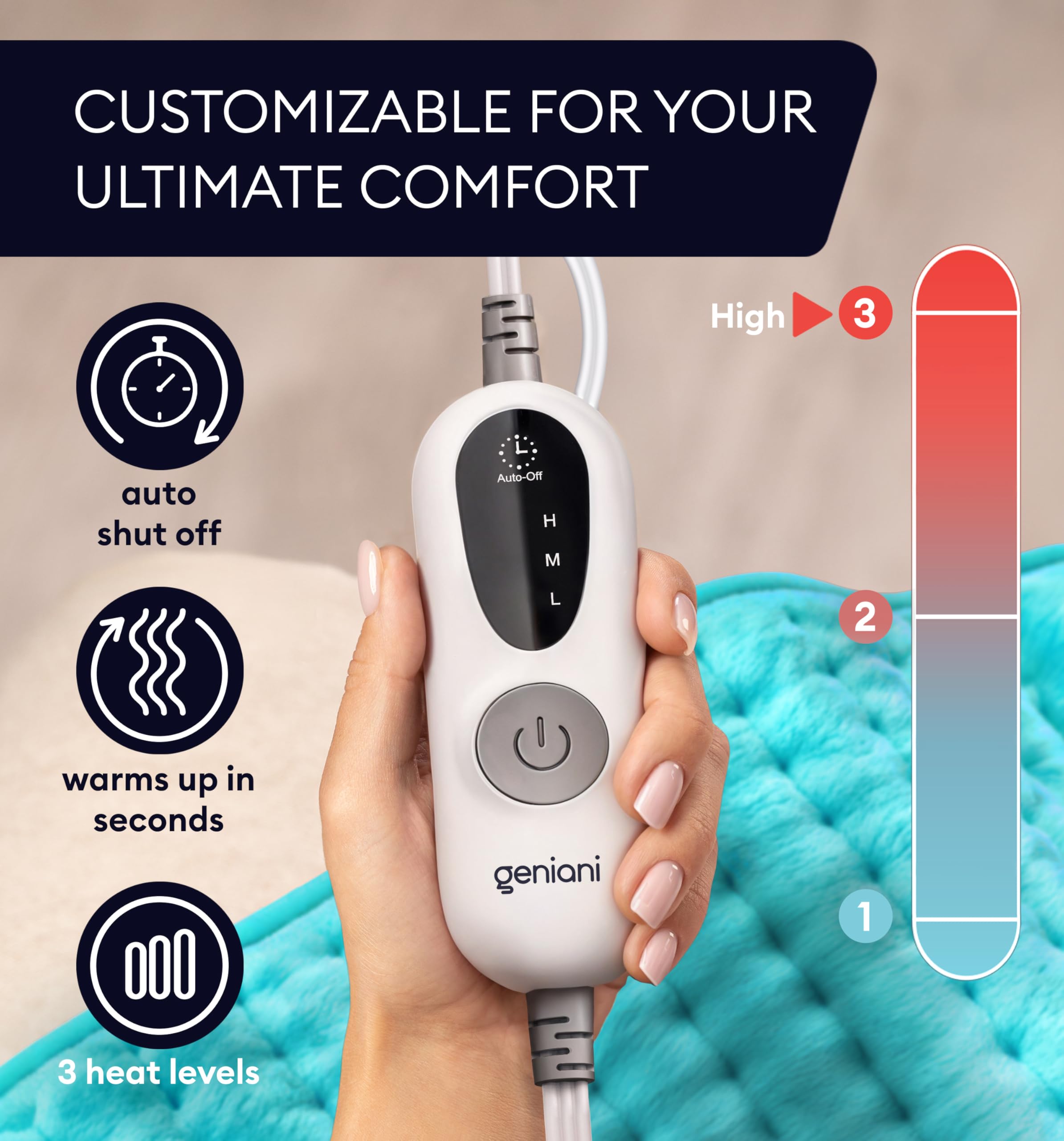 Geniani Large Electric Heating Pad for Pain Relief