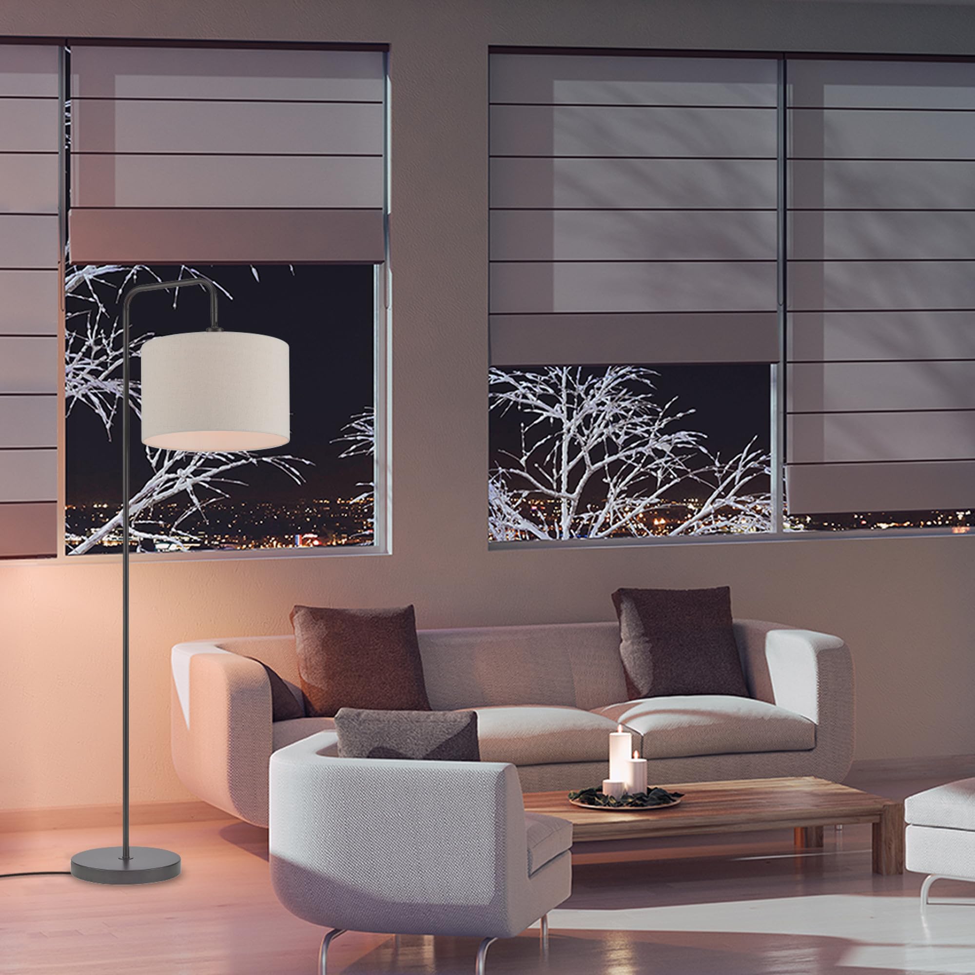 Brass Floor Lamp with White Shade for Modern Decor