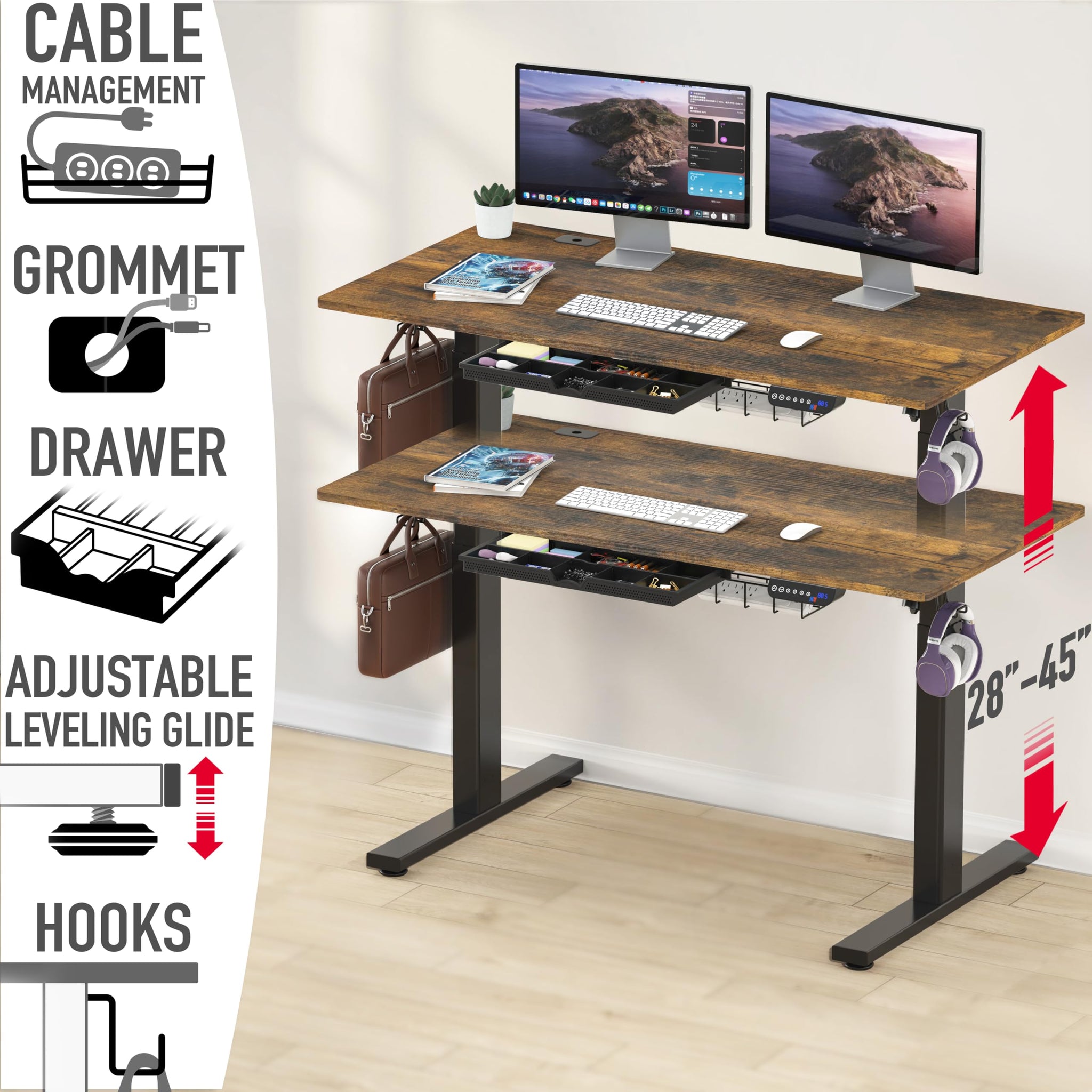 Height Adjustable Standing Desk with Memory Preset Feature
