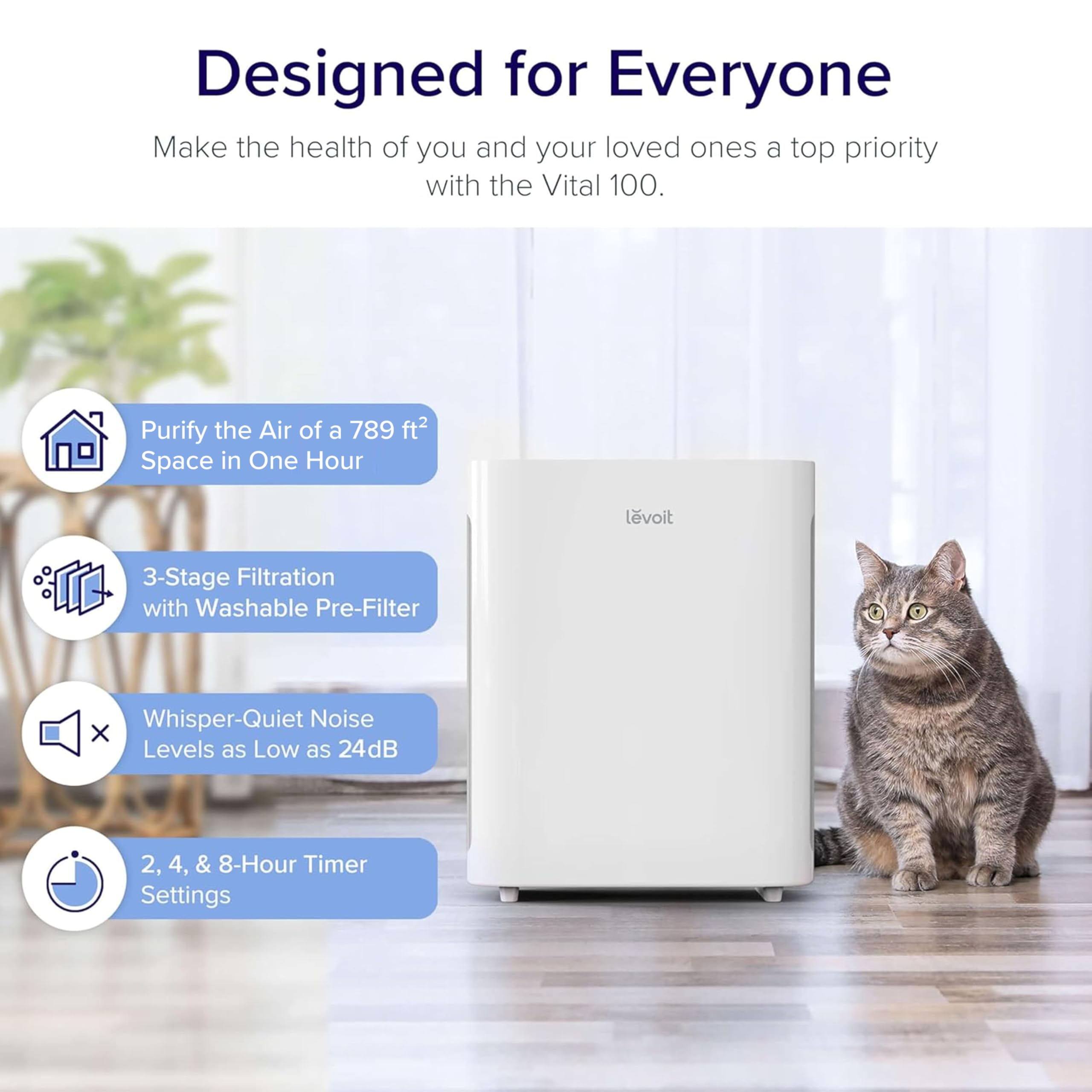 Levoit Air Purifier for Large Rooms with Washable Filter