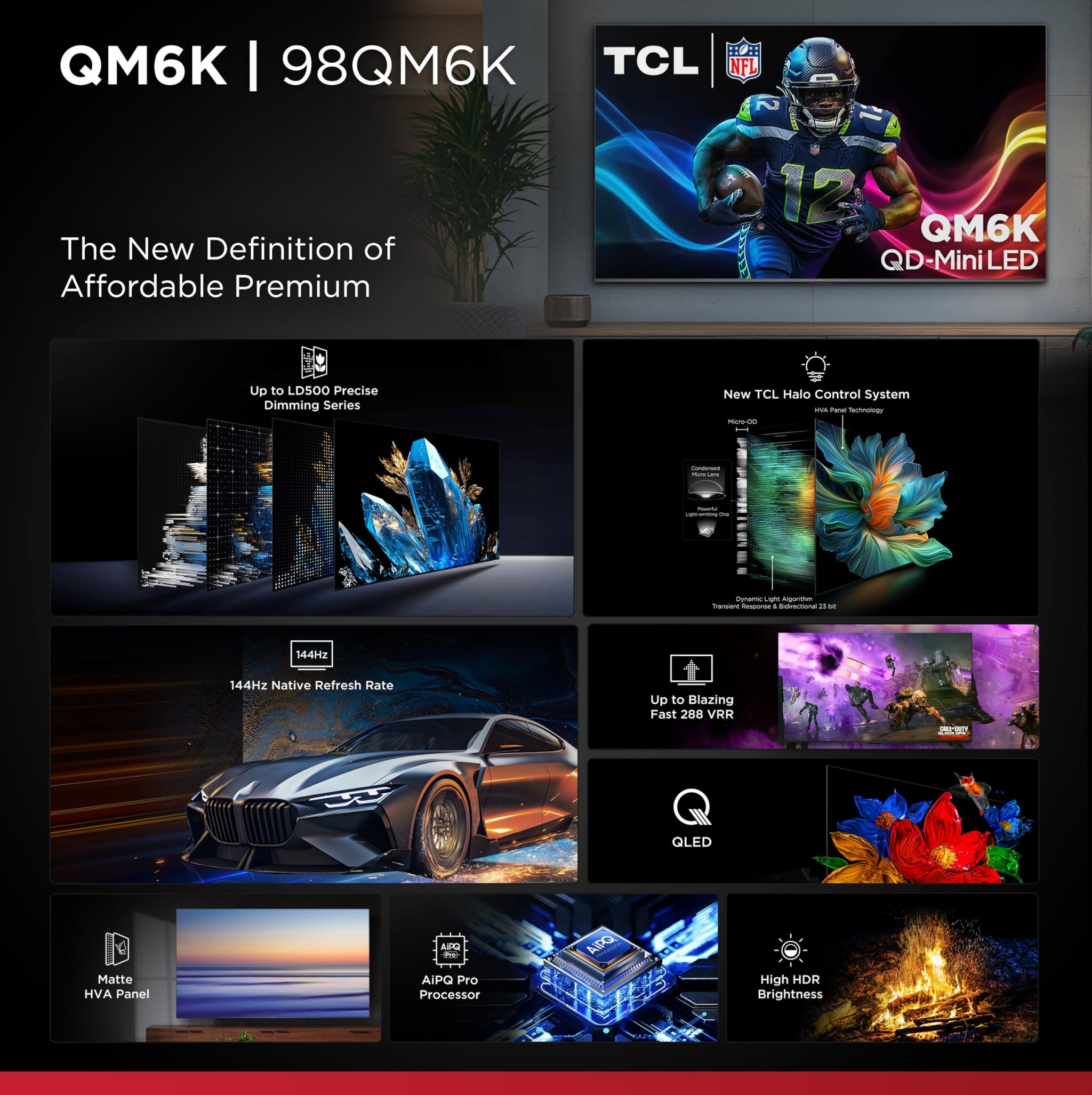 TCL 55 Inch Mini LED 4K UHD Smart TV with High Contrast