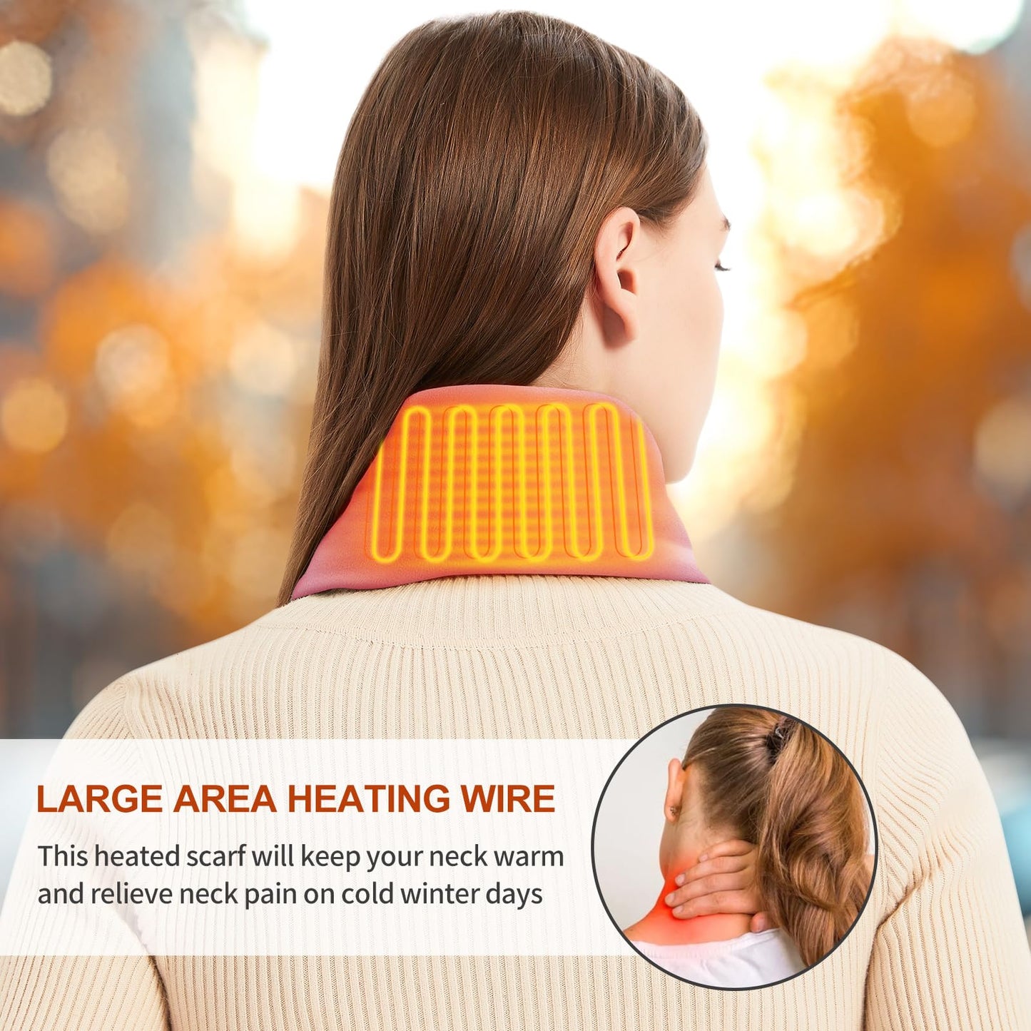 Heated Scarf for Women and Men Neck Warmer with Power Bank
