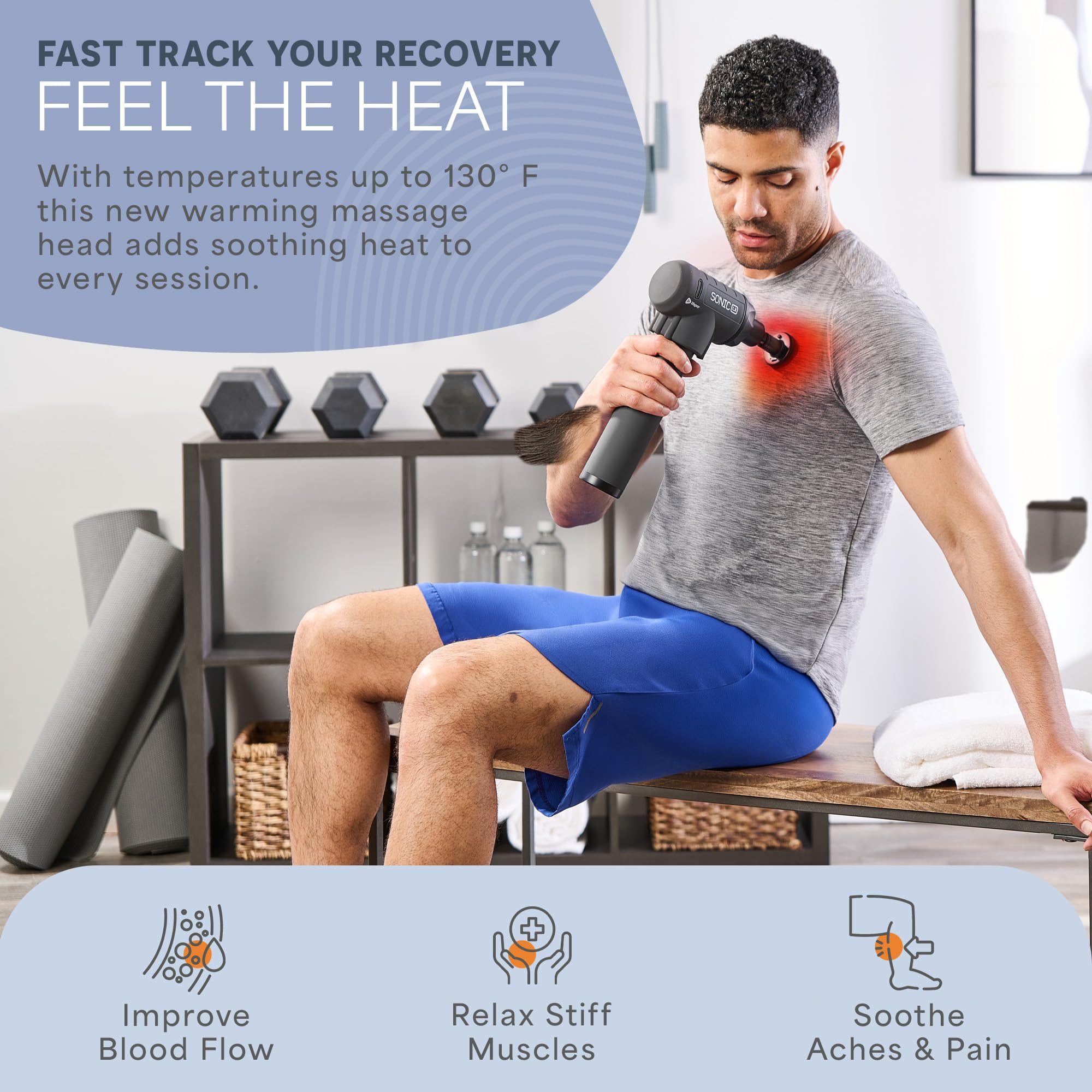 LifePro Sonic LX Heated Massage Gun for Muscle Recovery