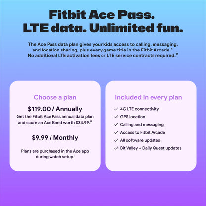 Fitbit Ace LTE Kids Smartwatch With Safe GPS And Calls