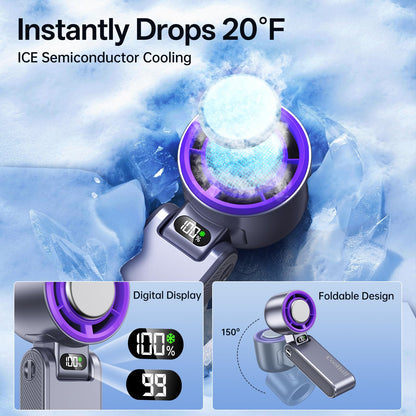 Handheld Portable Fan Ice Cooler 20000 RPM Turbo Purple