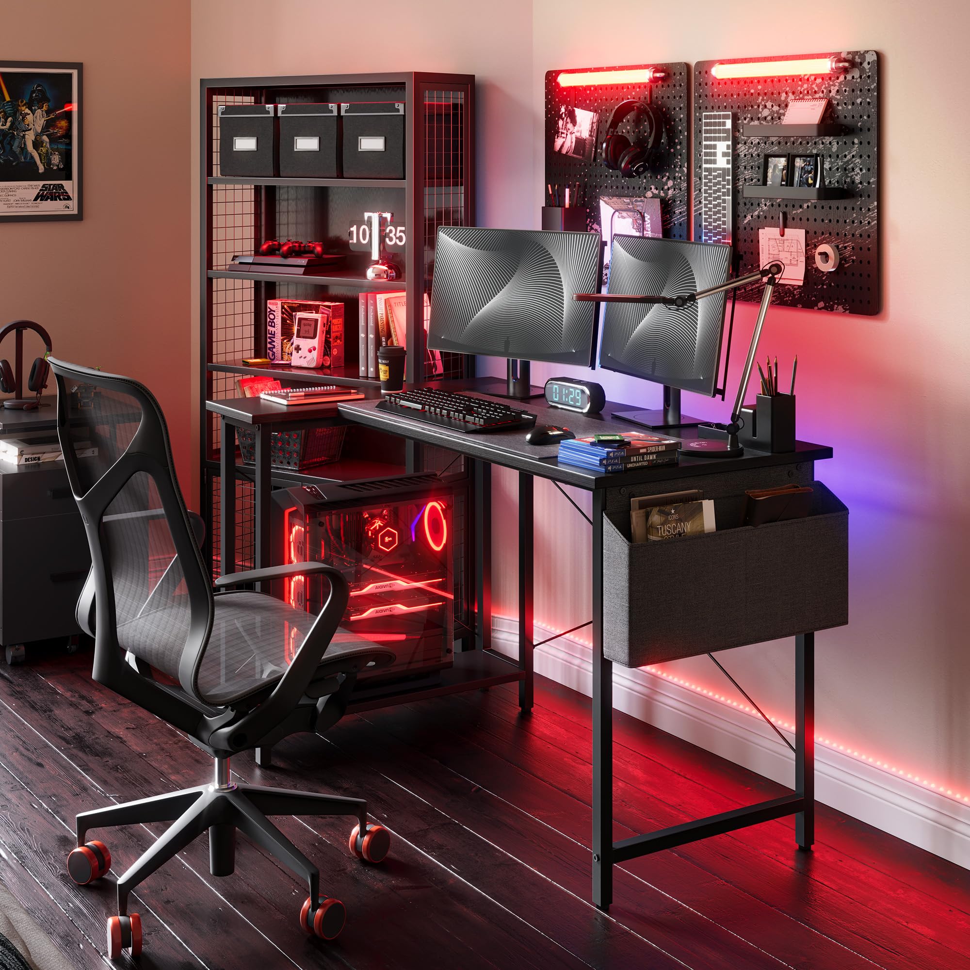 CubiCubi L Shaped Desk with Reversible Storage Options