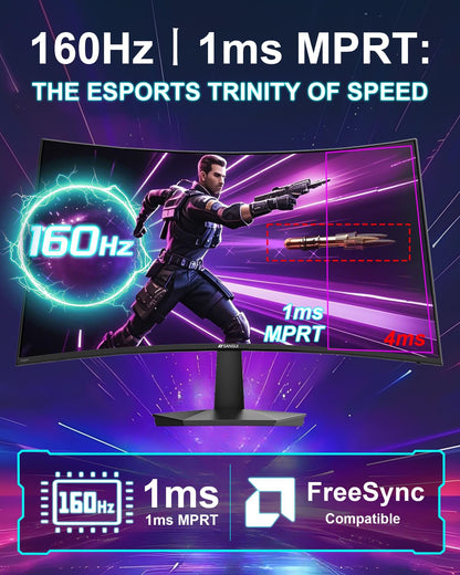 Sansui 27 Inch Curved Gaming Monitor 160Hz FreeSync HDR