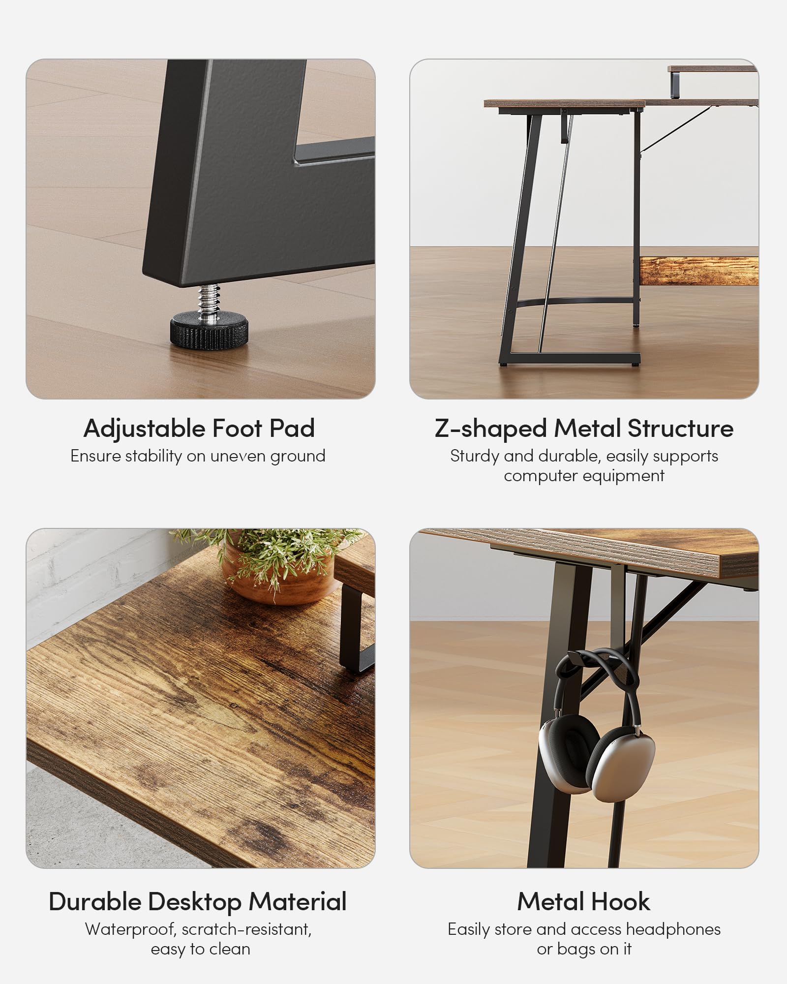 CubiCubi L Shaped Gaming Desk with Carbon Fiber Surface