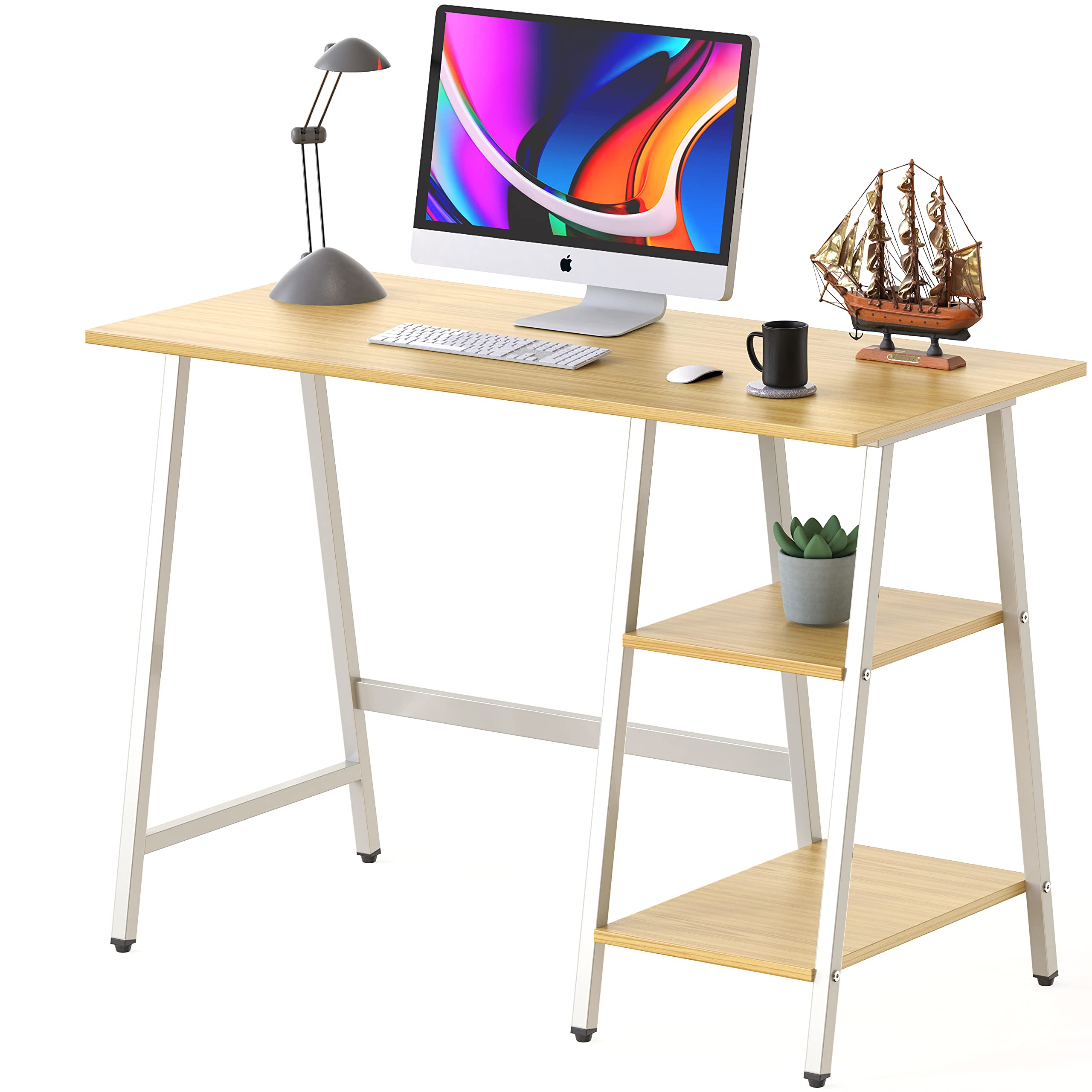 SHW 43 Inch Home Office Desk with Open Storage