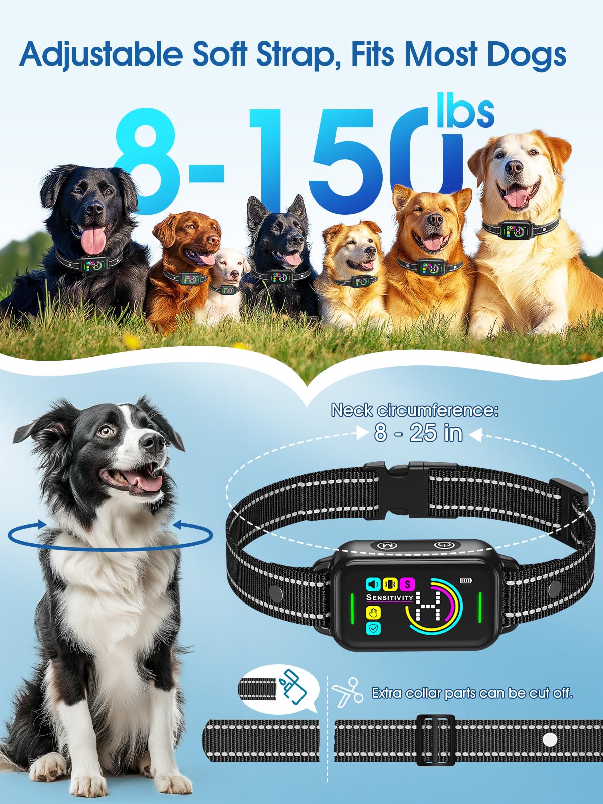 Smart Rechargeable Bark Collar for Dogs with Adjustable Sensitivity