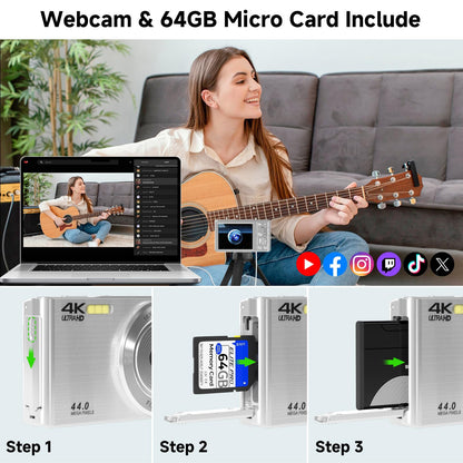 FHD 4K Digital Camera for Kids with 16X Zoom