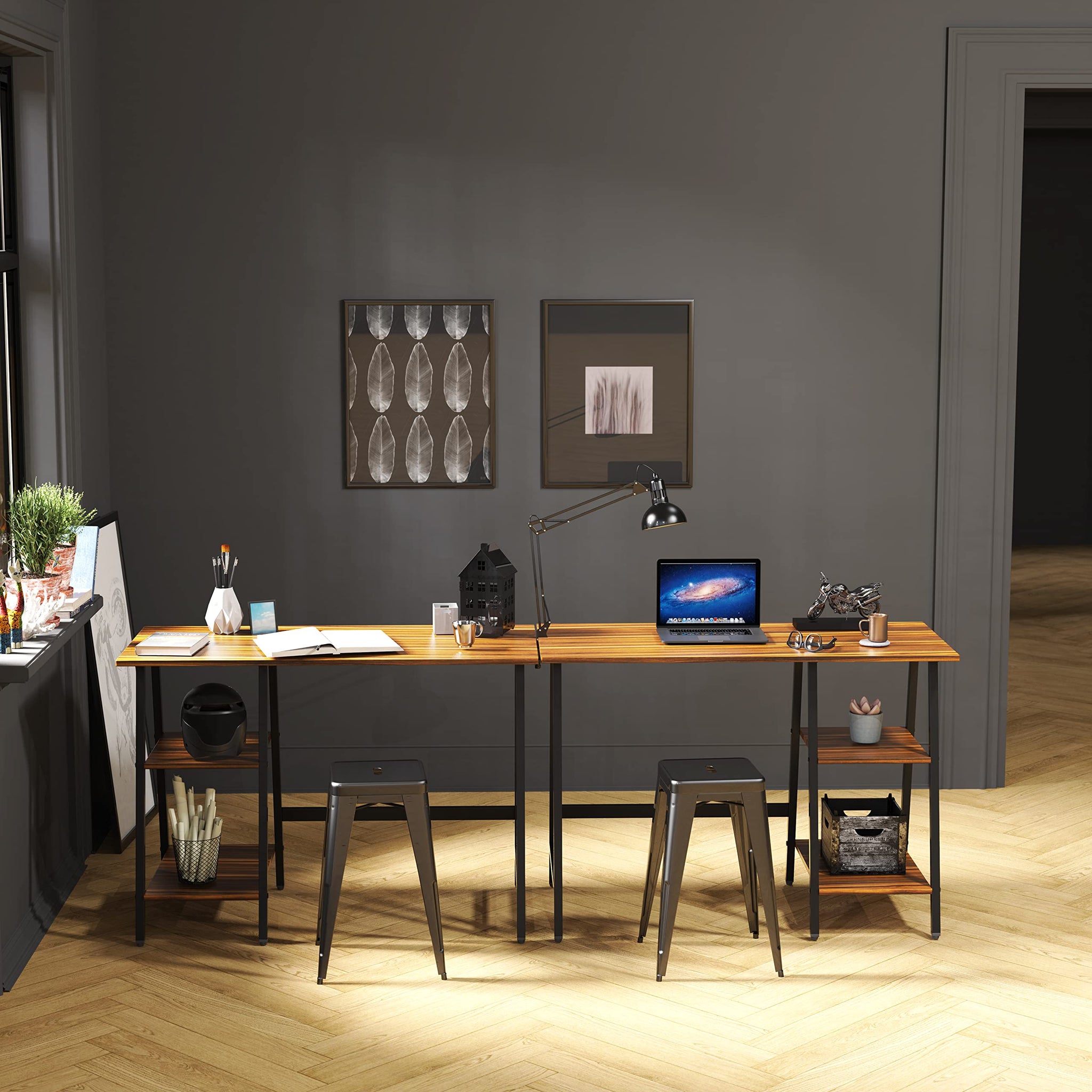 SHW 43 Inch Home Office Desk with Open Storage