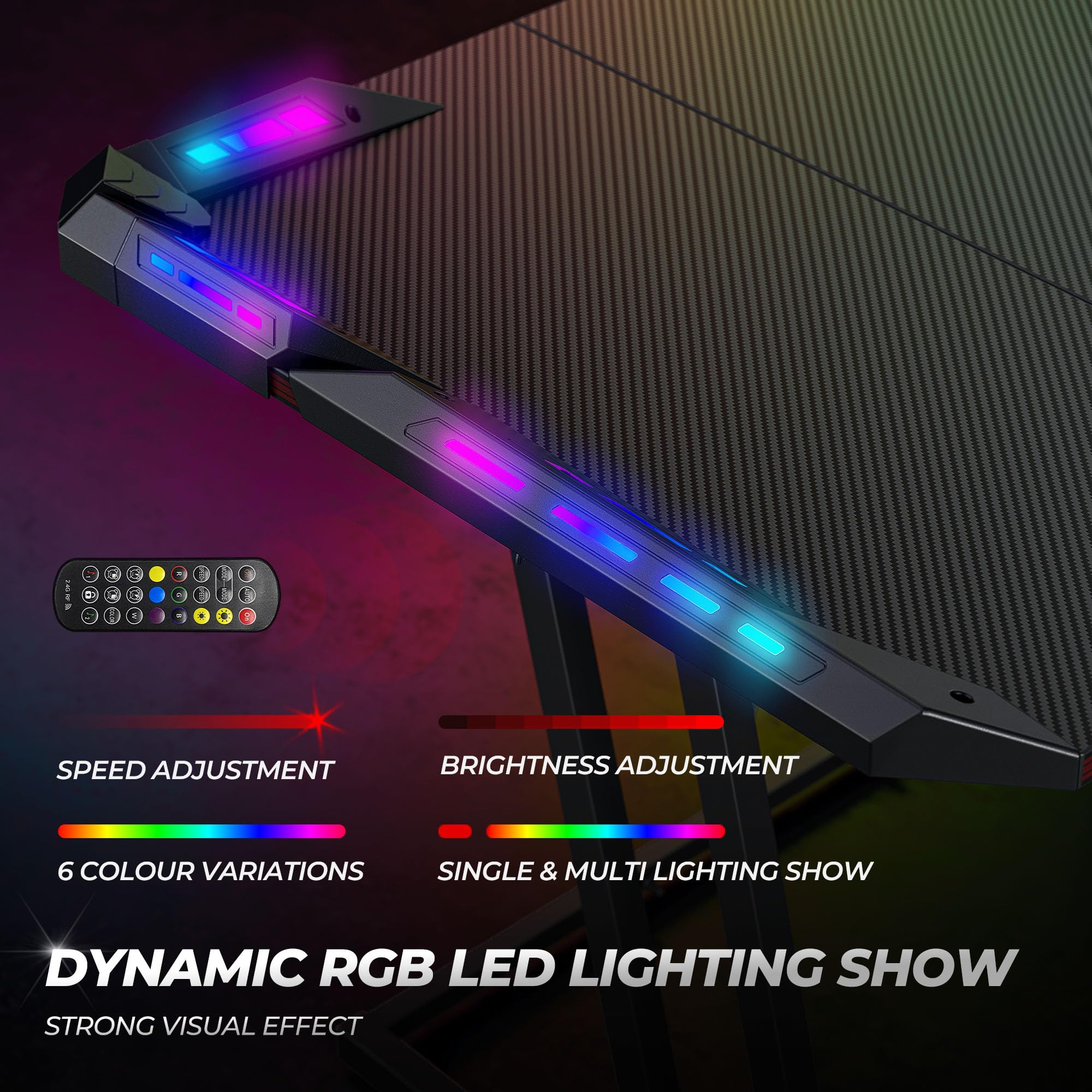 CubiCubi Gaming Desk with LED Lights and Ergonomic Design